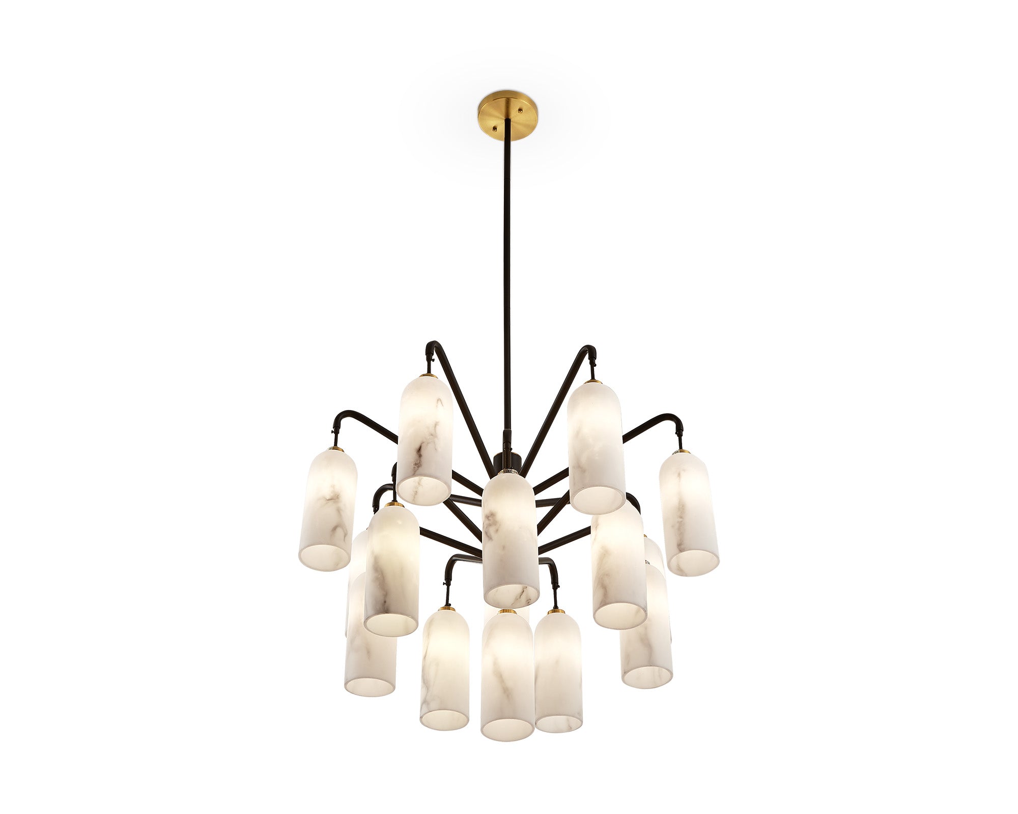 Amatti Chandelier - Alabaster Effect Black & Brass