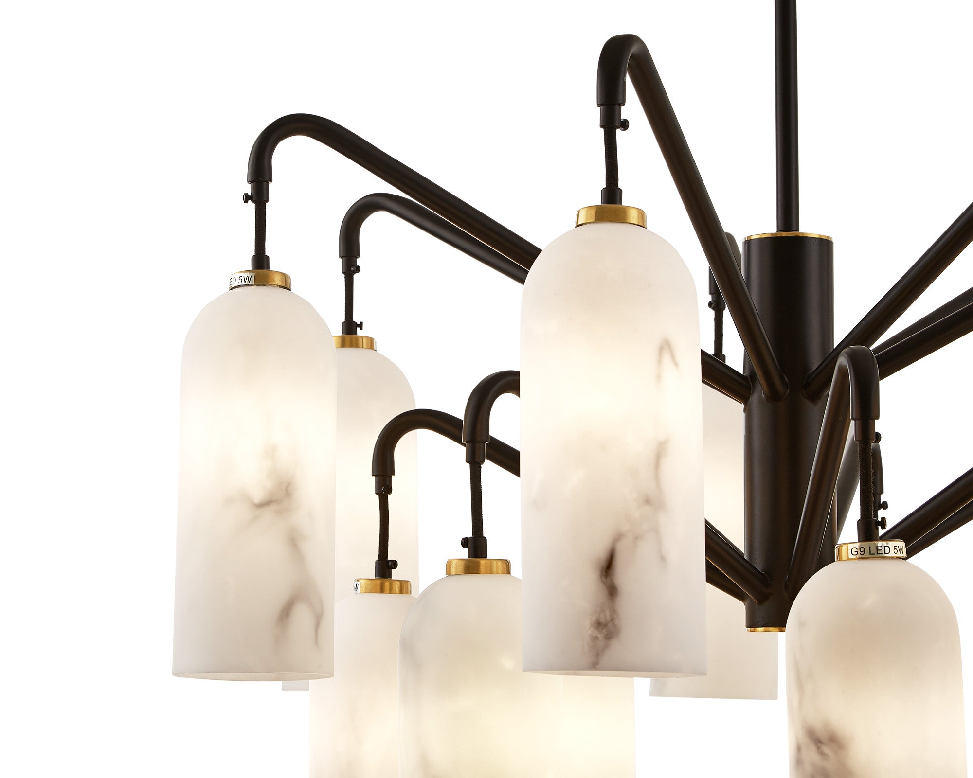 Amatti Chandelier - Alabaster Effect Black & Brass