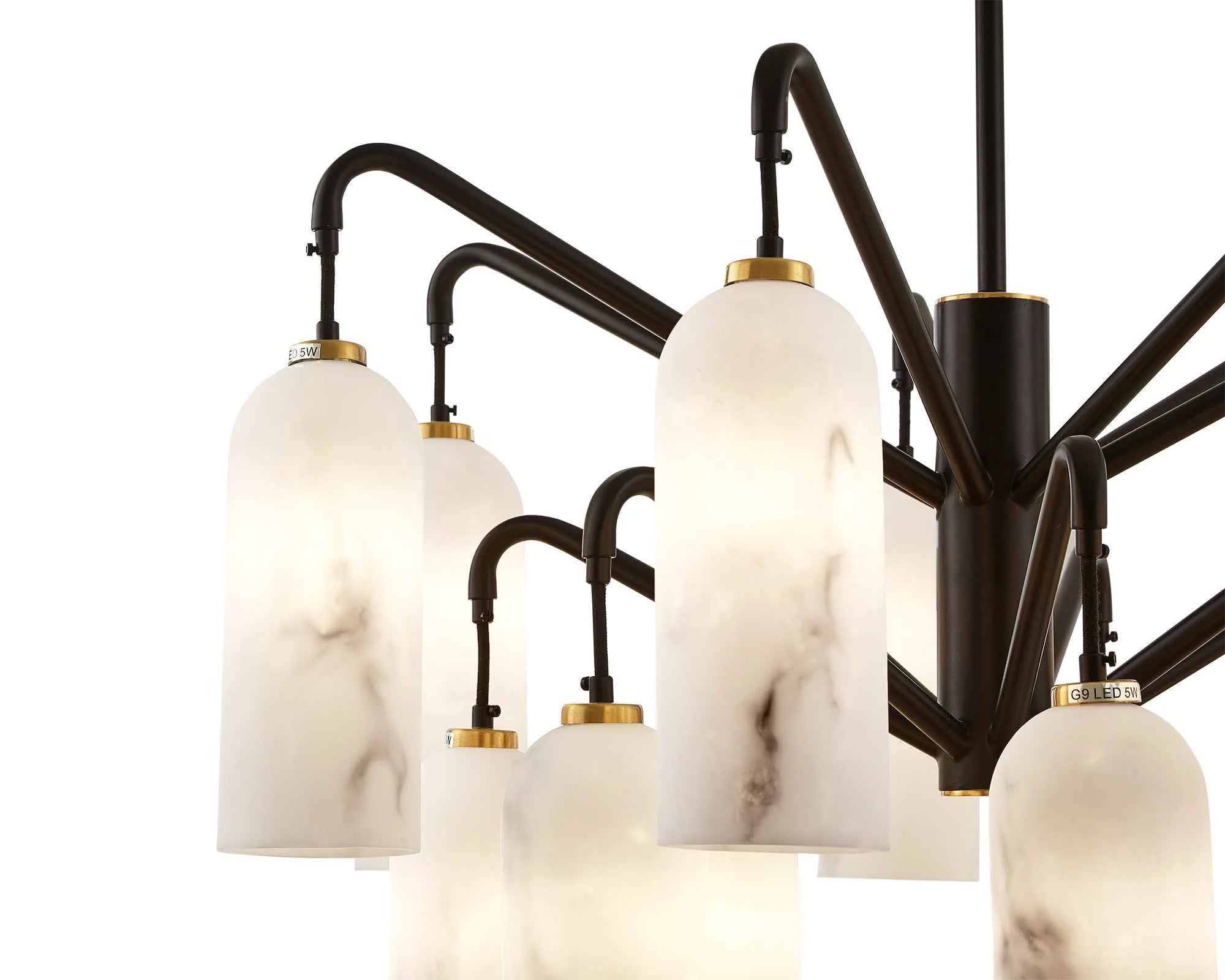 Amatti Alabaster Effect Black & Brass Chandelier
