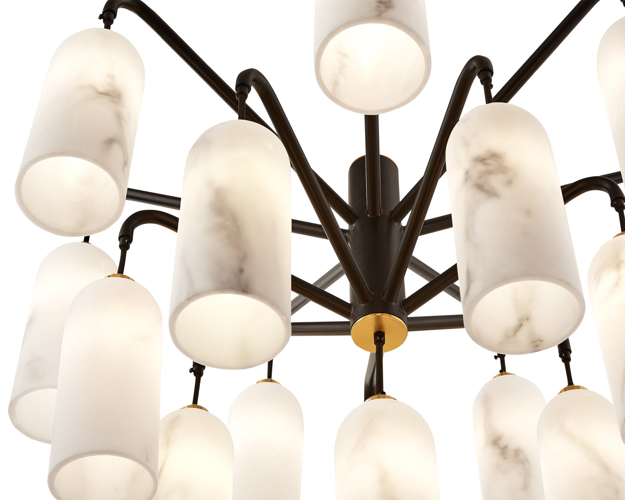 Amatti Chandelier - Alabaster Effect Black & Brass
