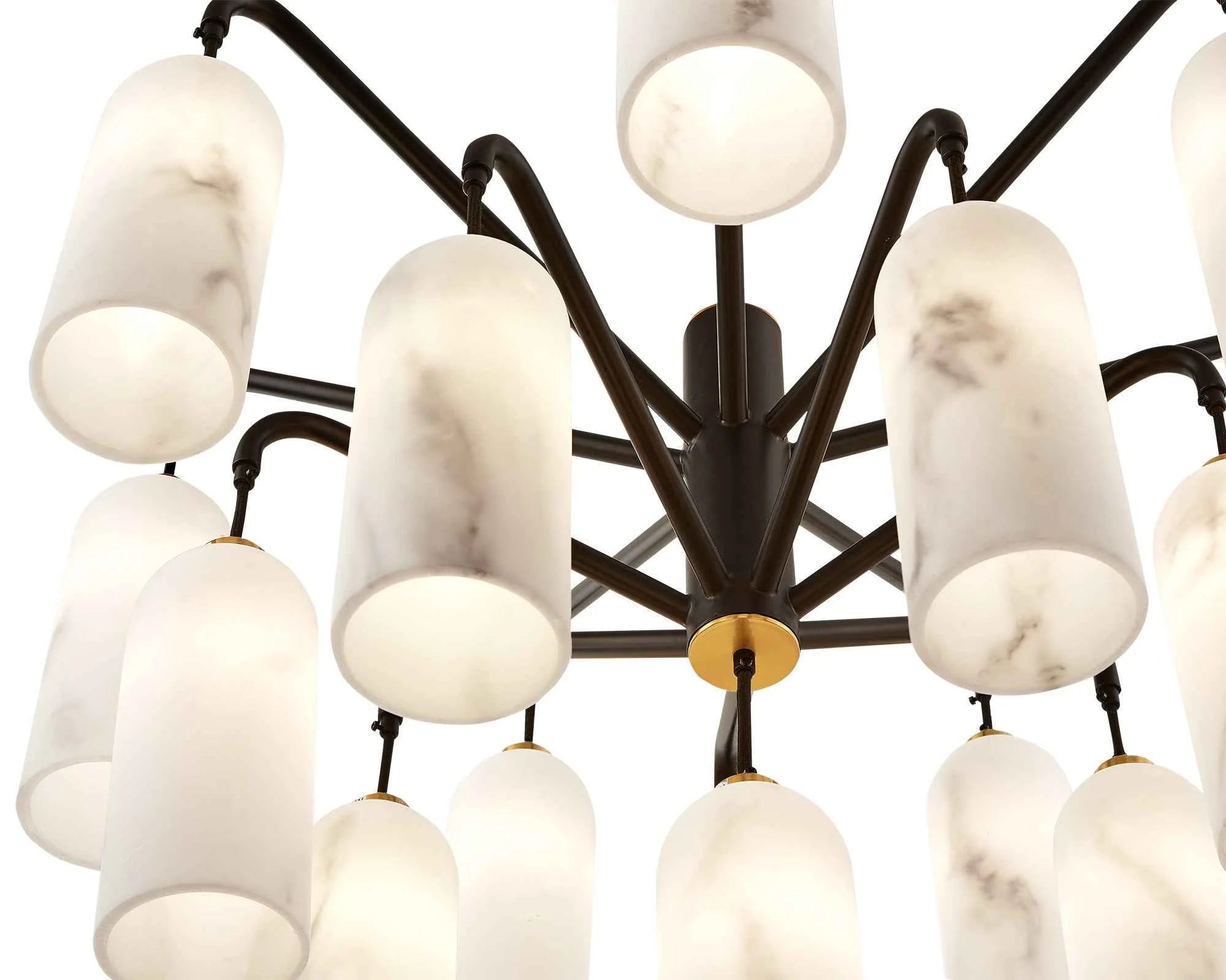 Amatti Alabaster Effect Black & Brass Chandelier