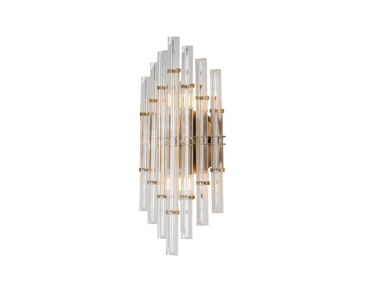 Drop Brushed Brass & Clear Glass Wall Light
