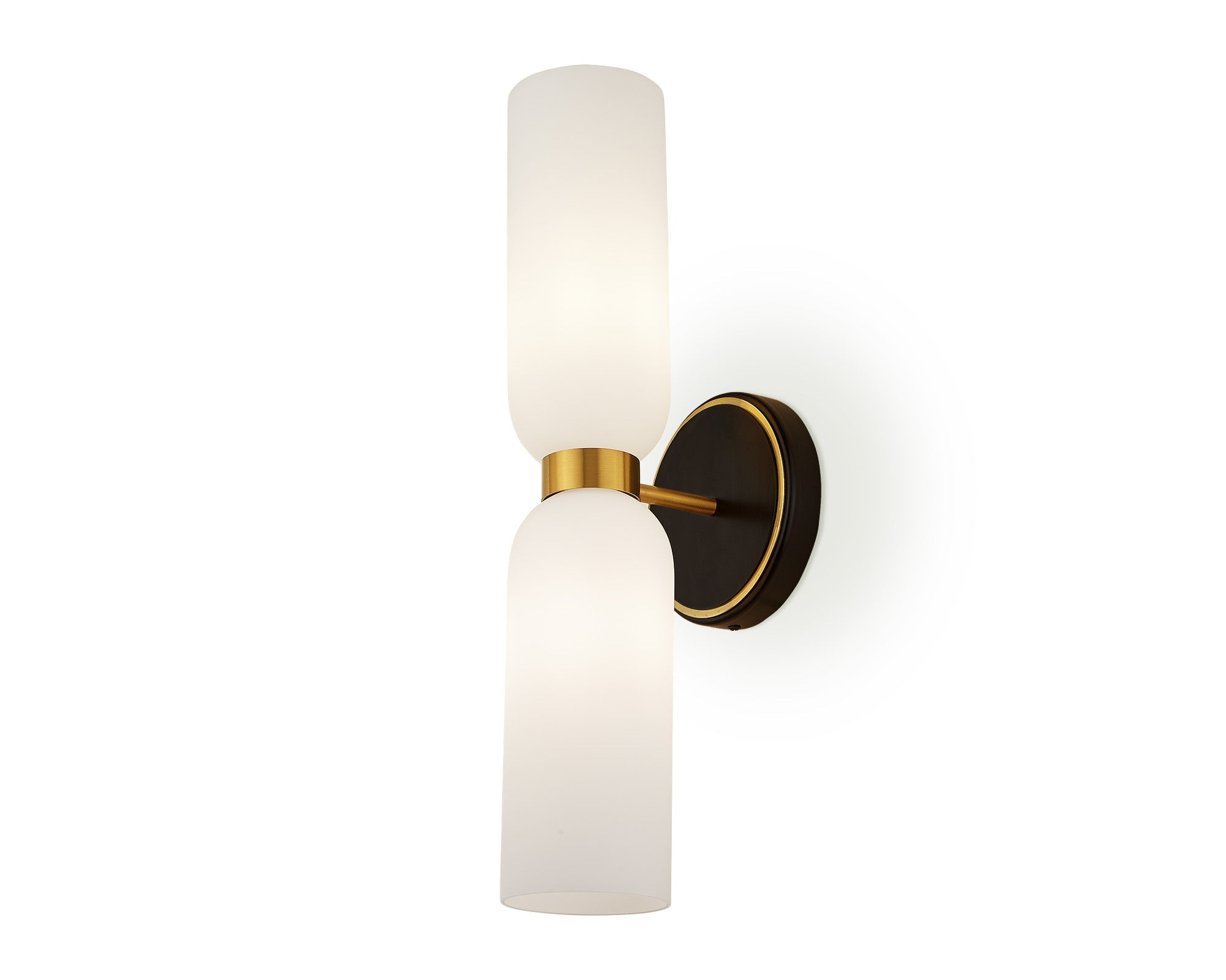 Pawson Wall Light - White,  Black & Brass