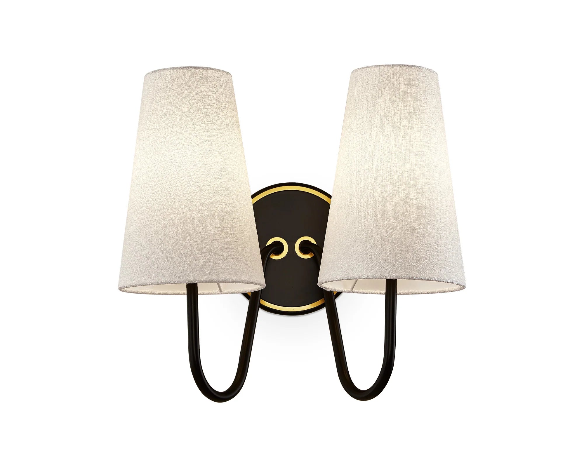 Gildan White & Black & Brass Wall Light