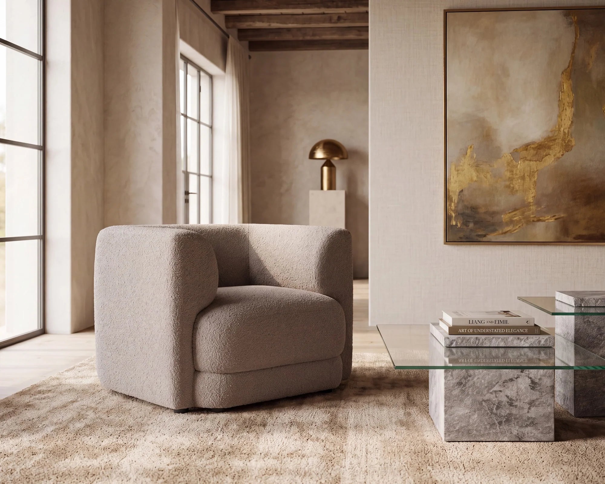 Lexington Beverly Grey Boucle Armchair