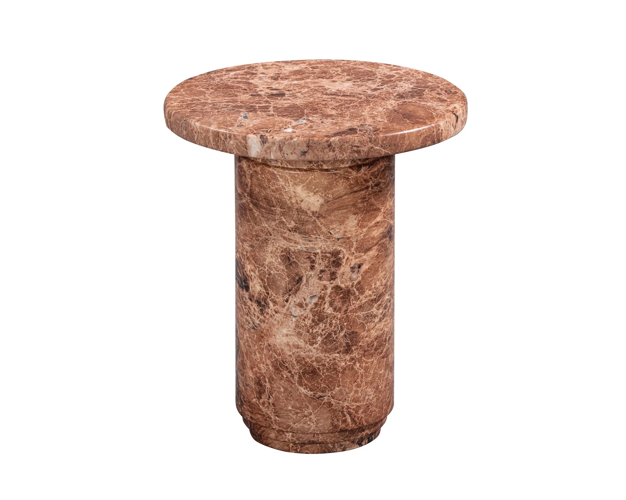 Mila Rosso Levanto Brown Marble Side Table
