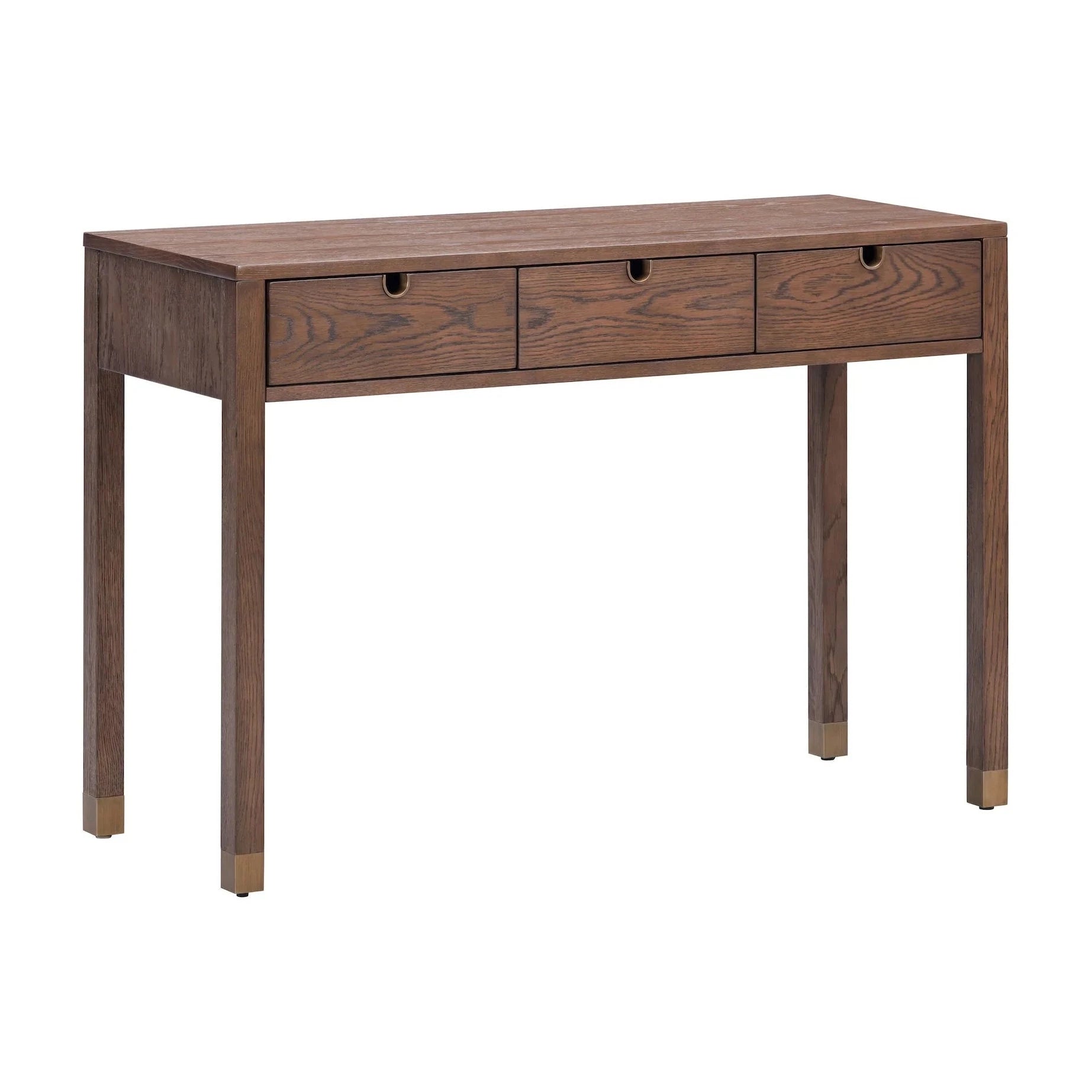 Alcudia Dark Brown Oak Wood & Antique Brass Dressing Table