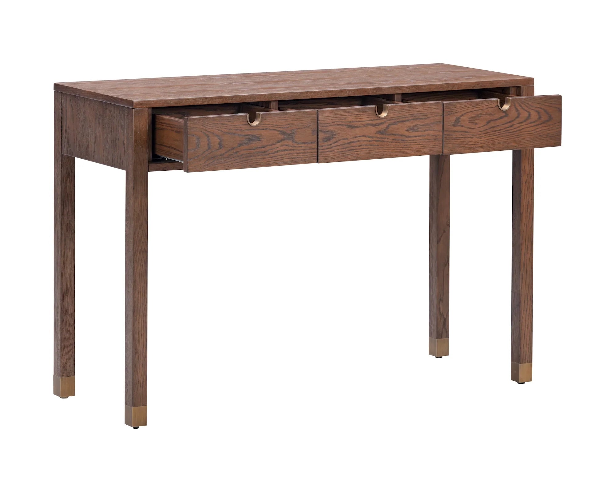 Alcudia Dark Brown Oak Wood & Antique Brass Dressing Table