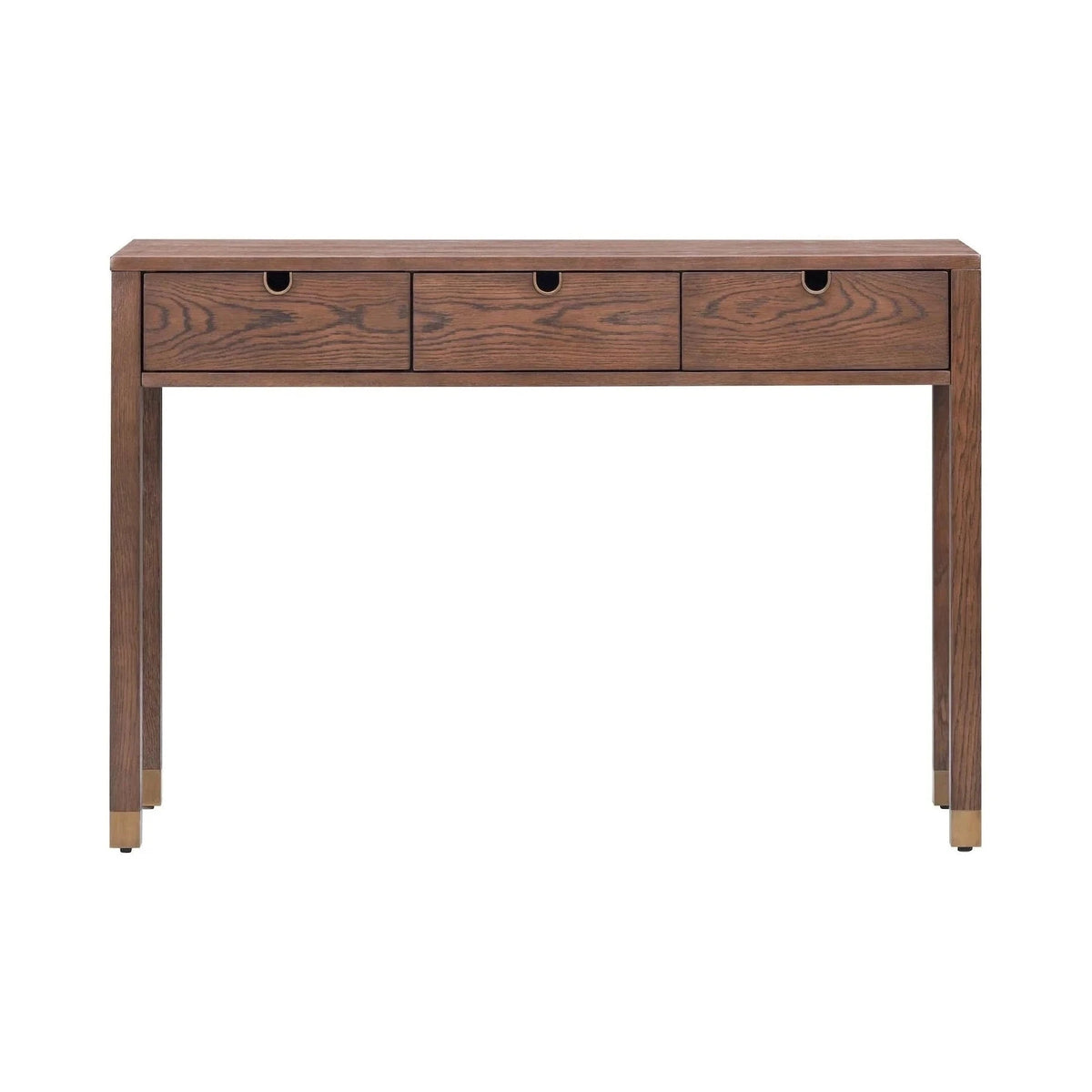 Alcudia Dark Brown Oak Wood & Antique Brass Dressing Table