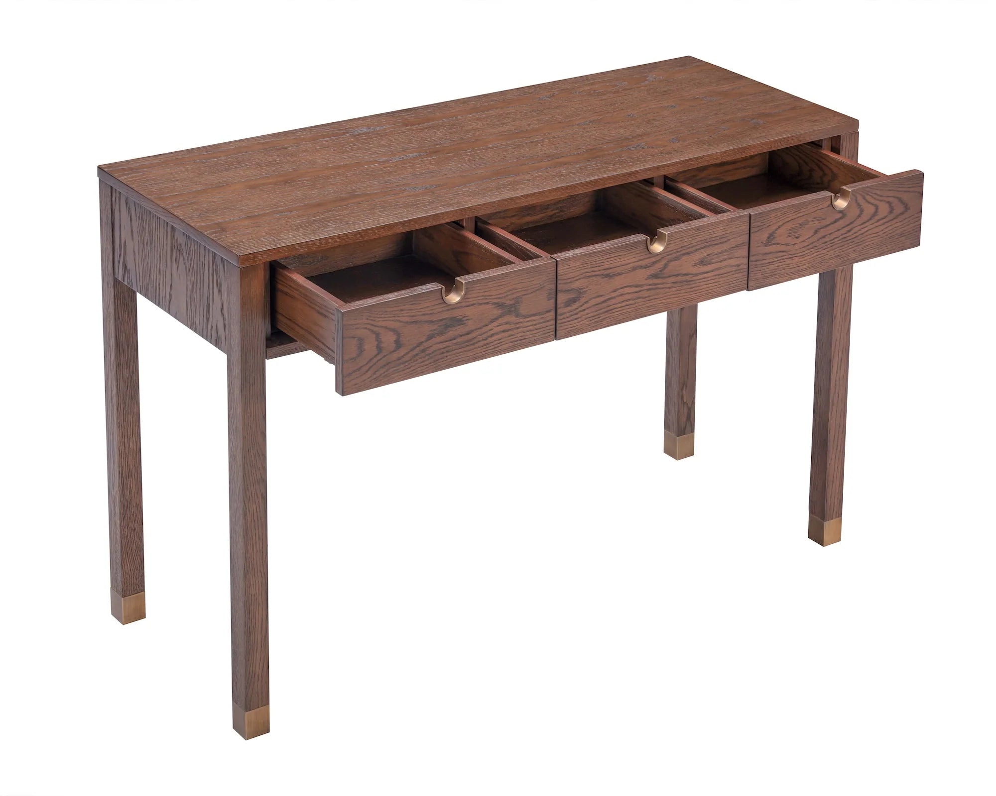 Alcudia Dark Brown Oak Wood & Antique Brass Dressing Table