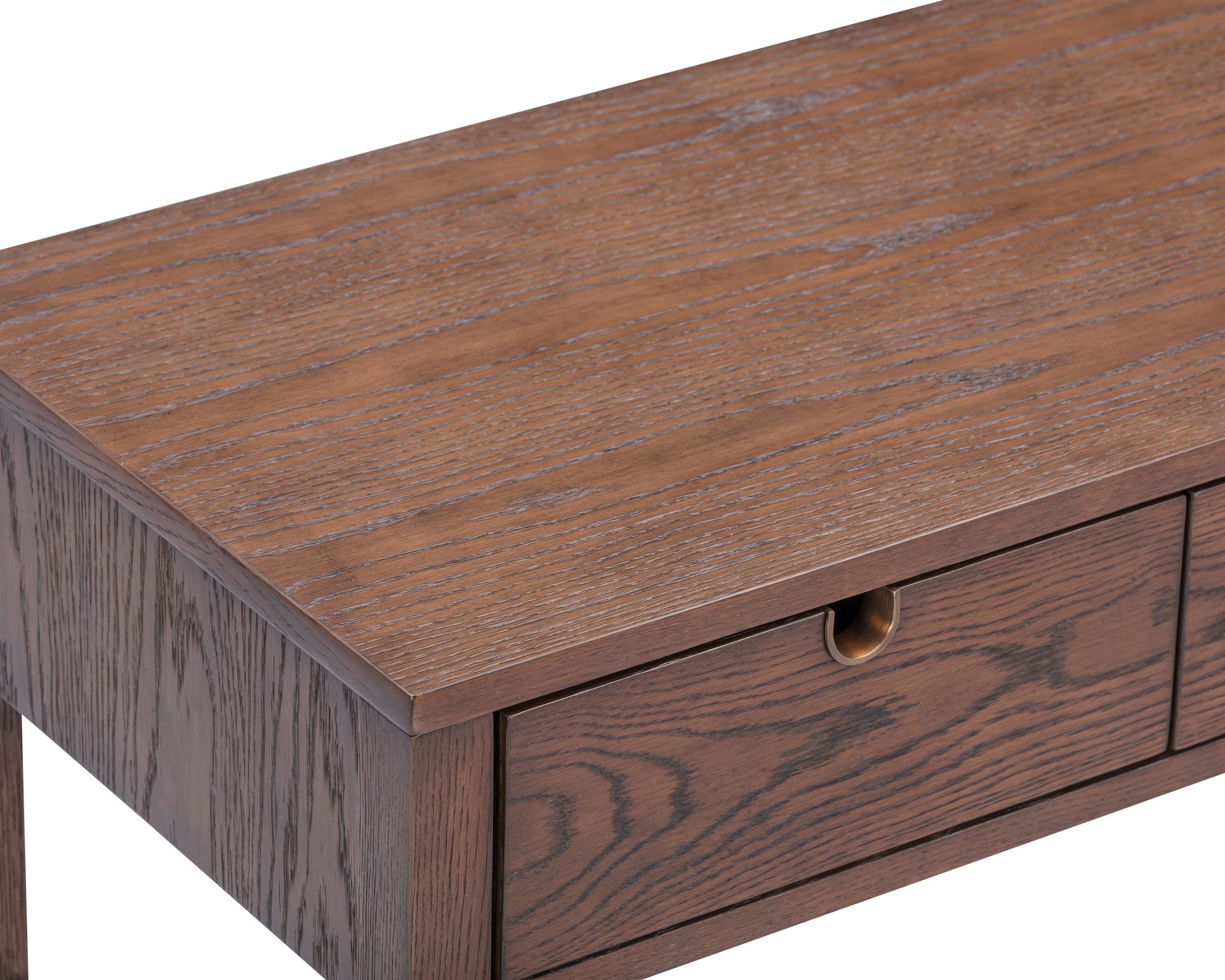 Alcudia Dressing Table - Dark Brown Oak & Antique Brass