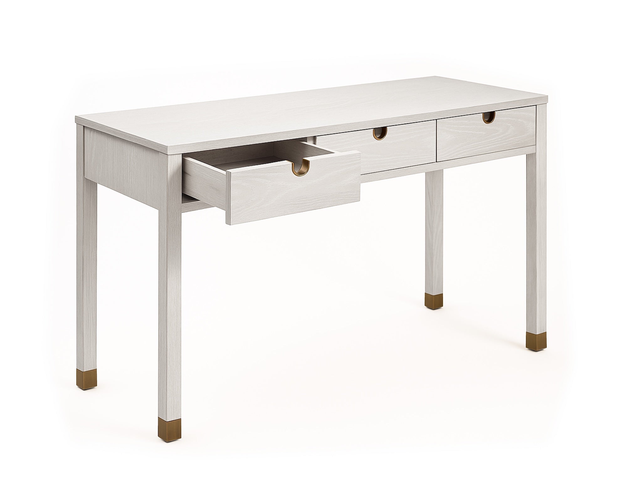 Alcudia Dressing Table - Ivory Brushed & Antique Brass