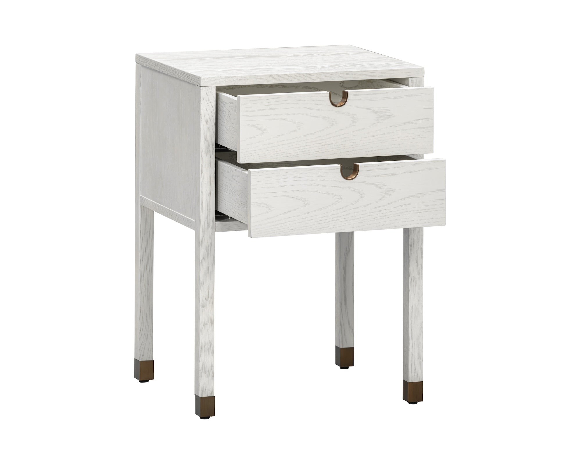 Alcudia Bedside Table - Ivory Brushed & Antique Brass