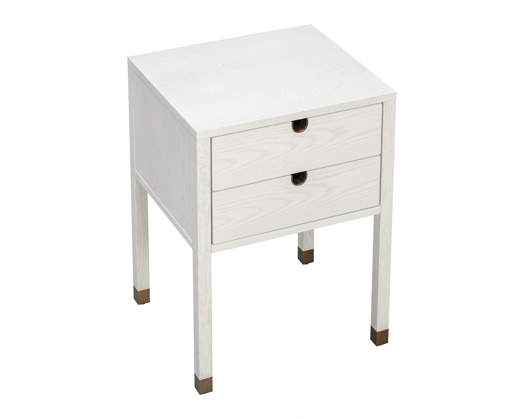 Alcudia Bedside Table - Ivory Brushed & Antique Brass