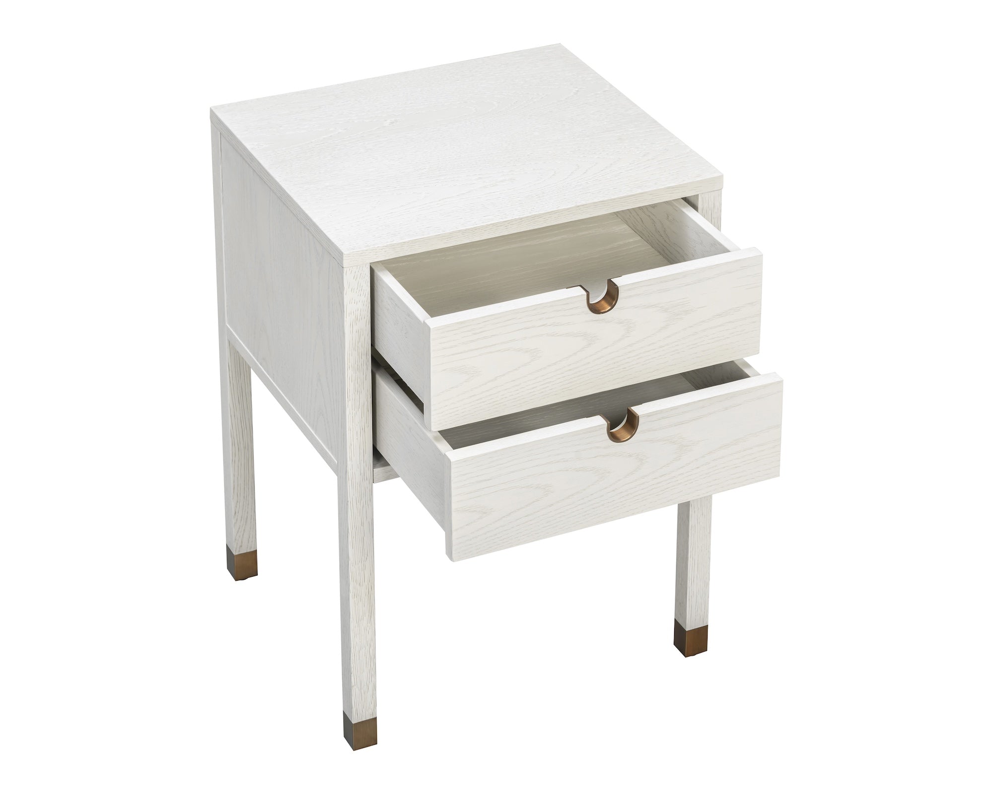 Alcudia Bedside Table - Ivory Brushed & Antique Brass