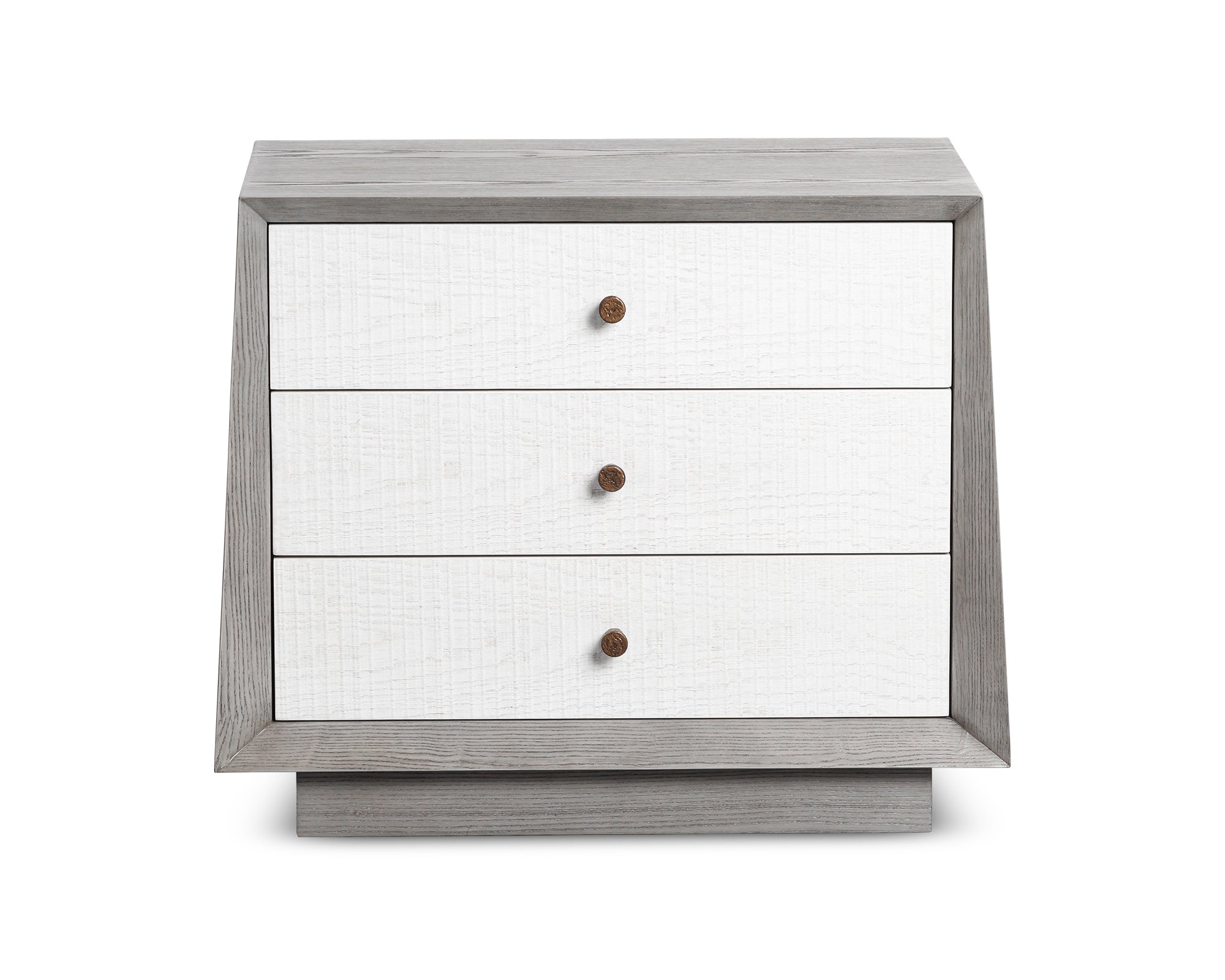 Otilia Bedside Table - Silver Grey & White Saw Cut