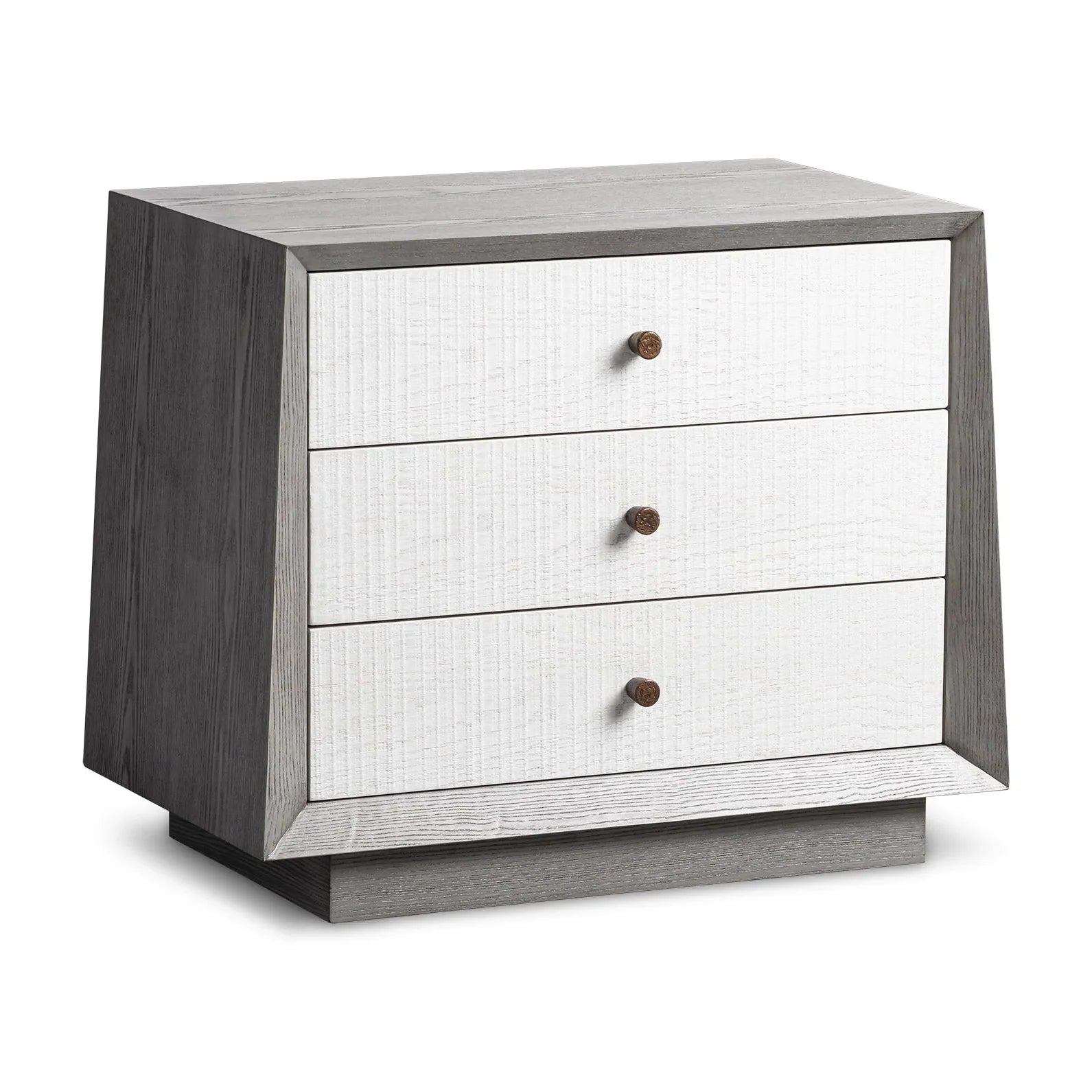 Otilia Silver Grey & White Saw Cut Bedside Table