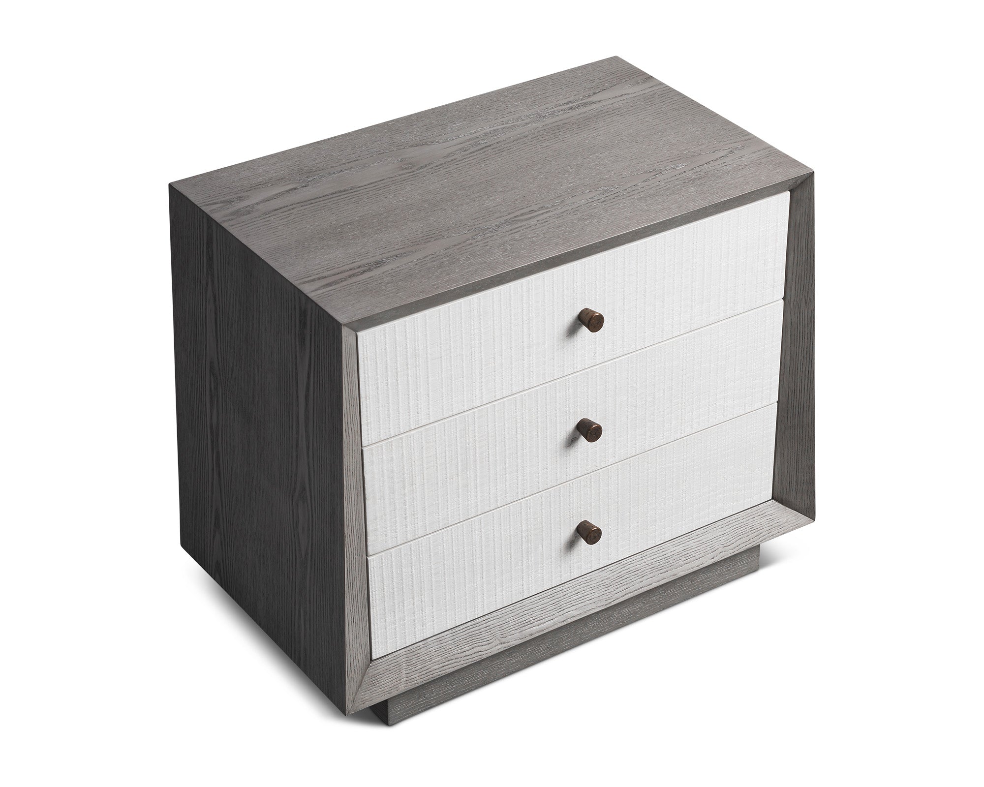 Otilia Bedside Table - Silver Grey & White Saw Cut