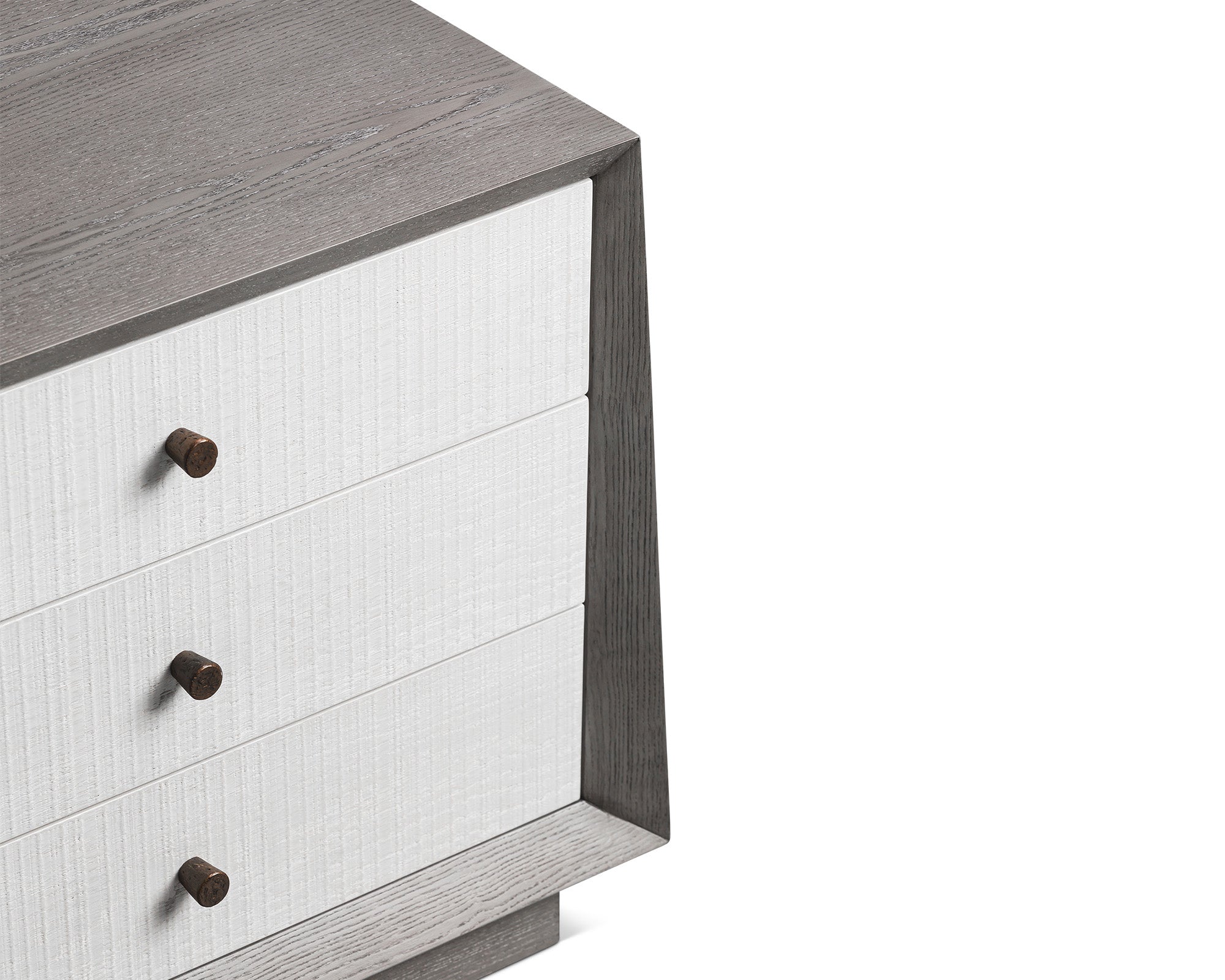 Otilia Bedside Table - Silver Grey & White Saw Cut