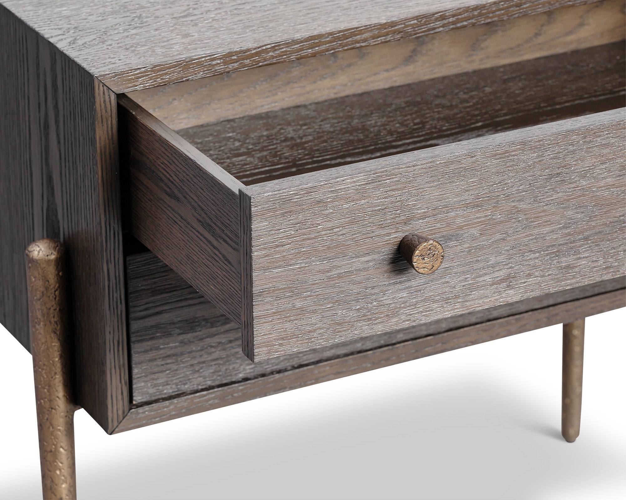 Nella Bedside Table - Dark Brushed Brown