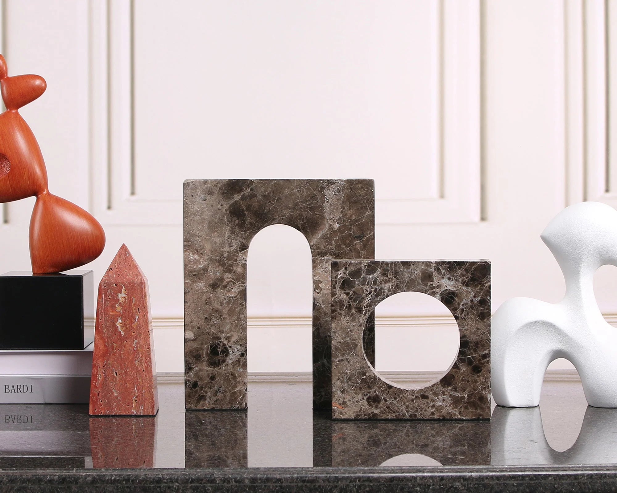 Nafello Coffee Brown Marble Sculpture Large