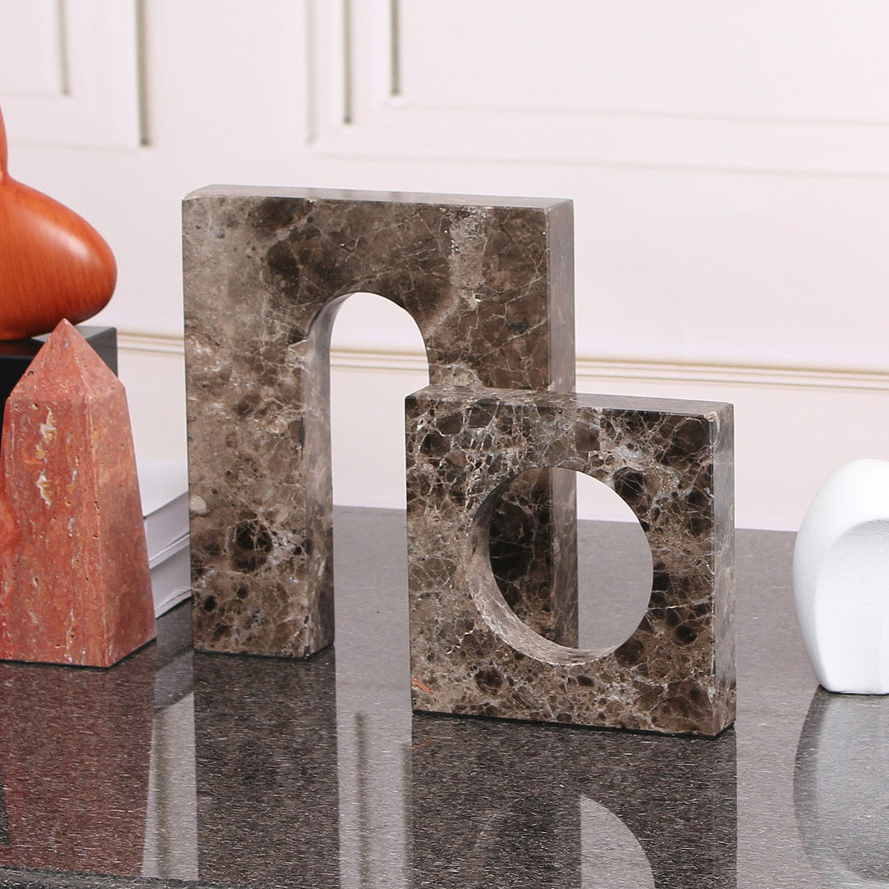 Nafello Coffee Brown Marble Sculpture Small