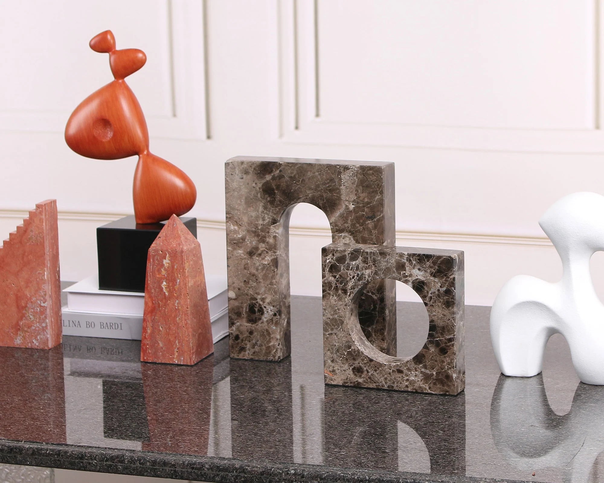 Nafello Coffee Brown Marble Sculpture Large