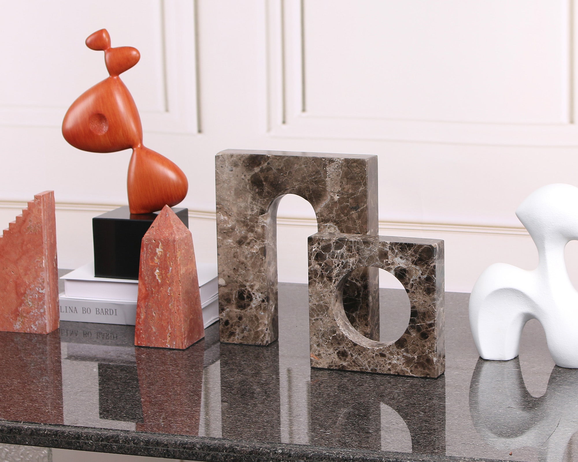 Nafello Coffee Brown Marble Sculpture Small