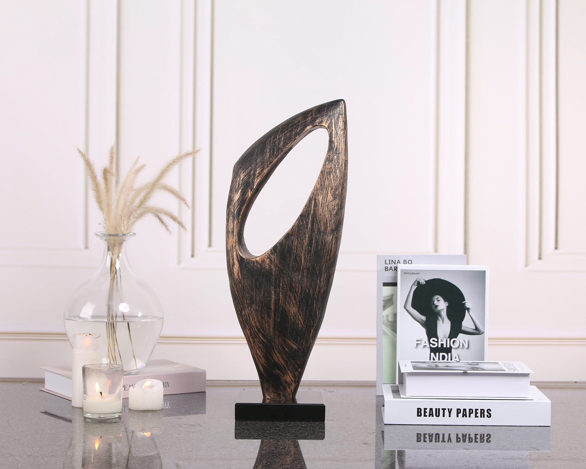 Armando Sculpture - Antique Bronze & Black Marble