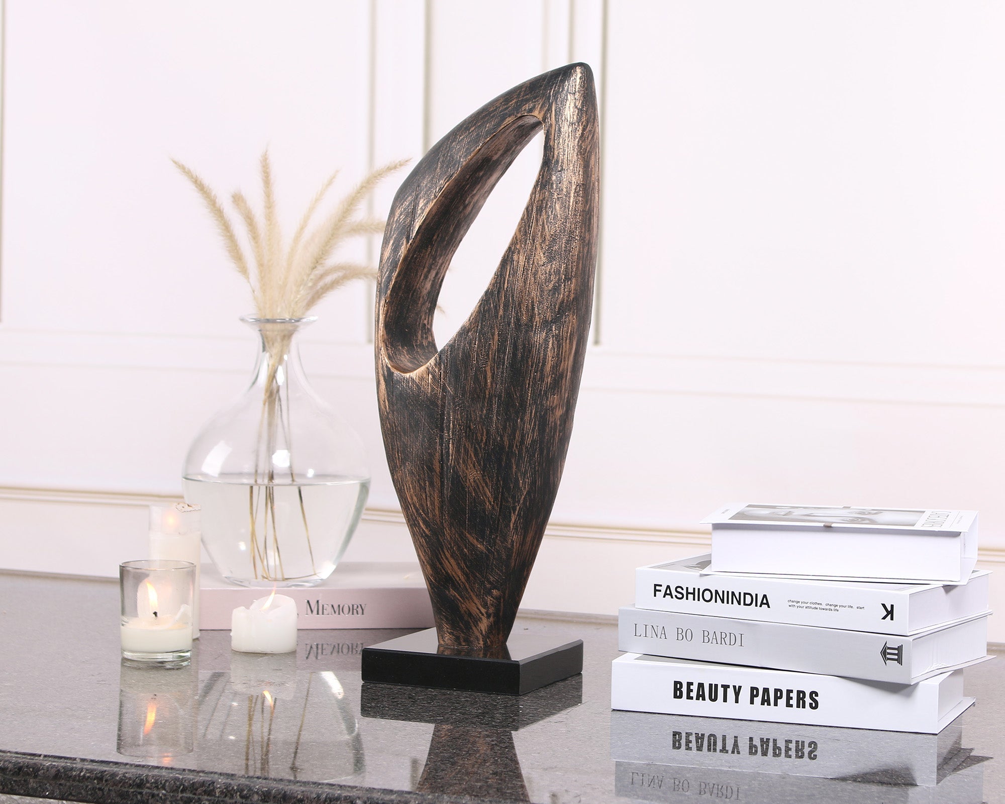 Armando Sculpture - Antique Bronze & Black Marble