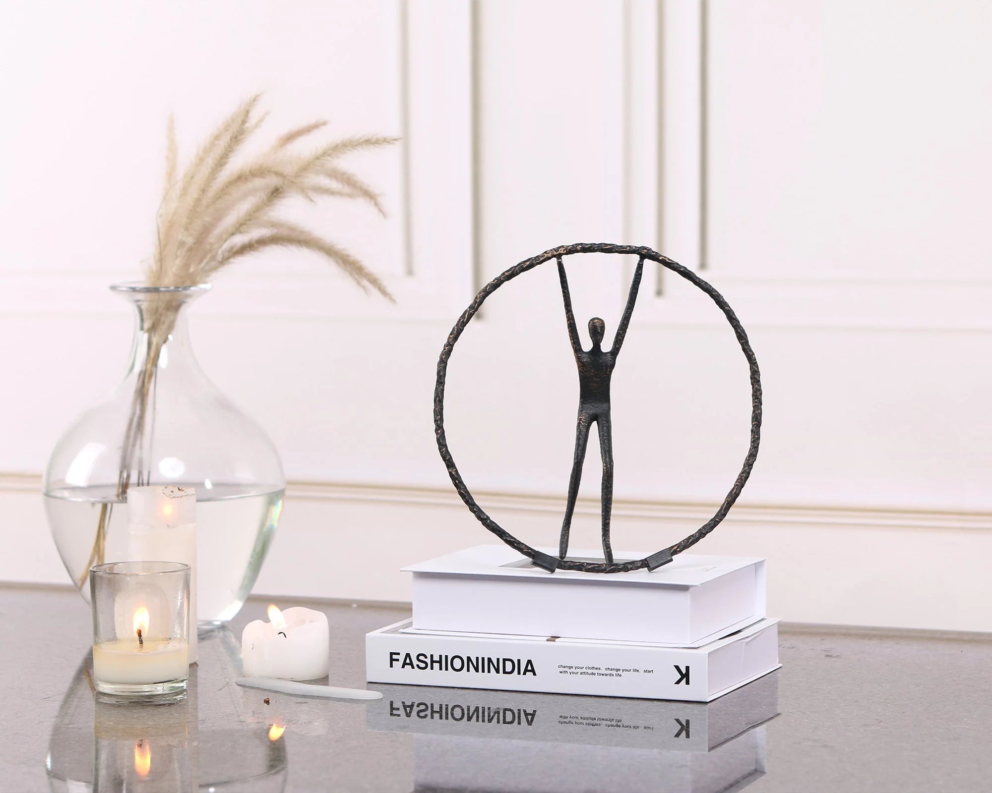 Riley Black Zinc Alloy Geometric Sculpture