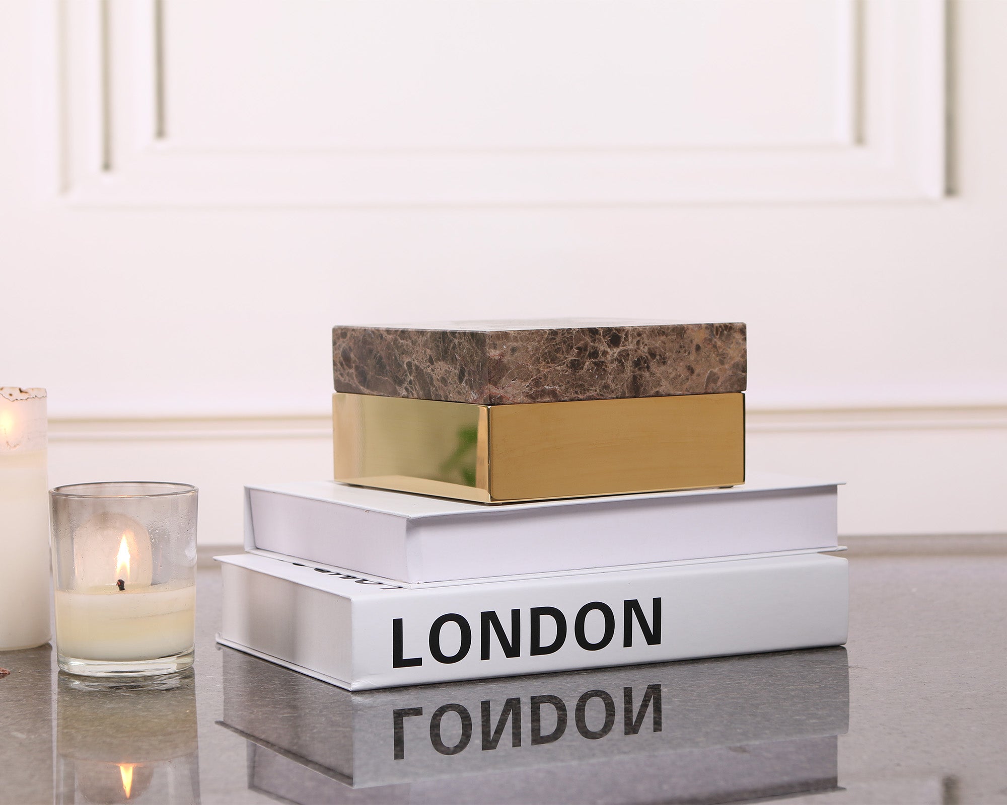 Lina Marble Storage Box - Coffee & Gold