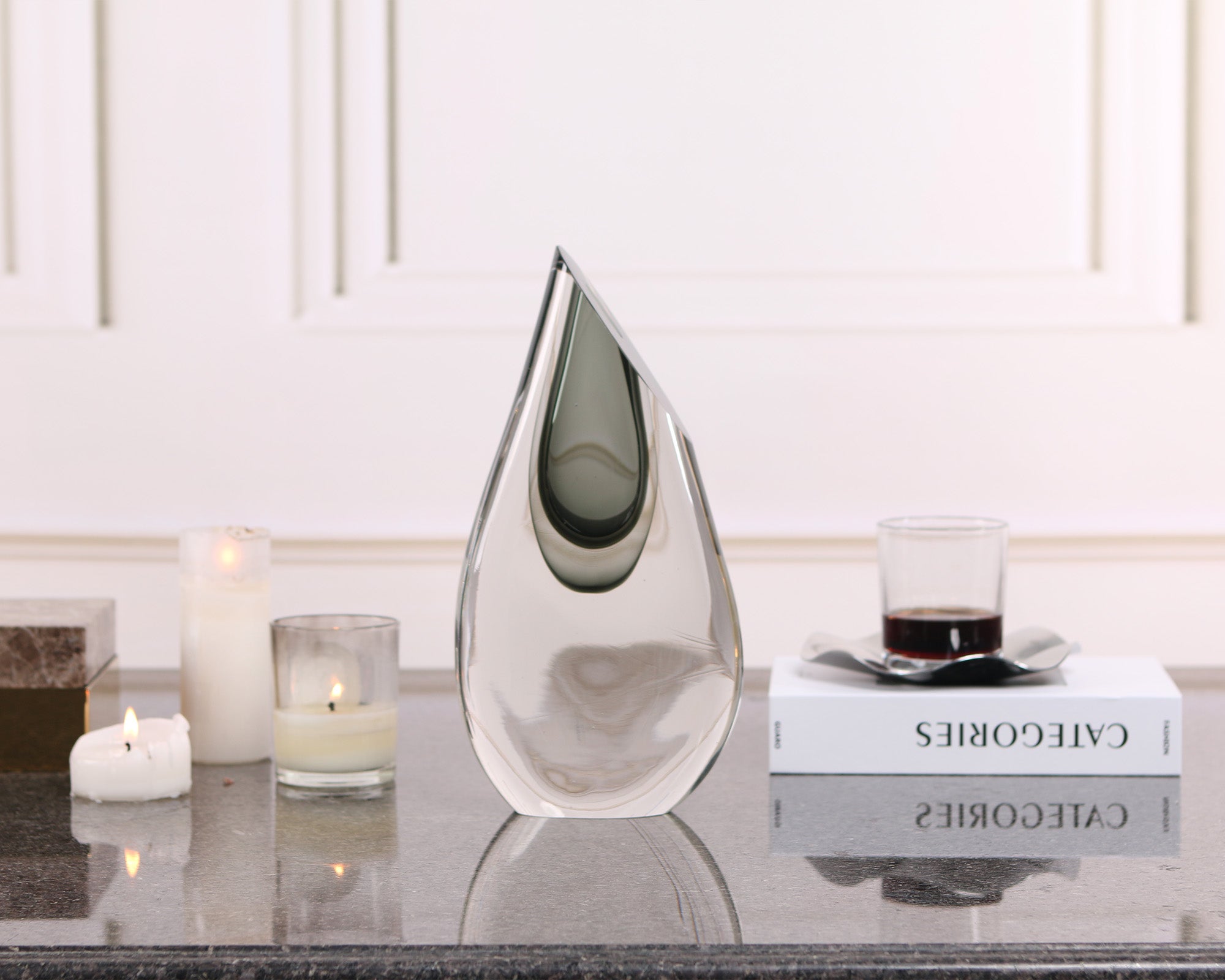 Fyre Grey Glass Vase