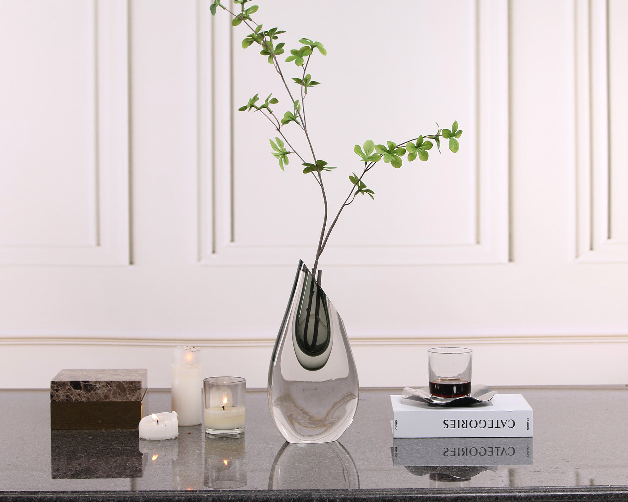 Fyre Grey Glass Vase