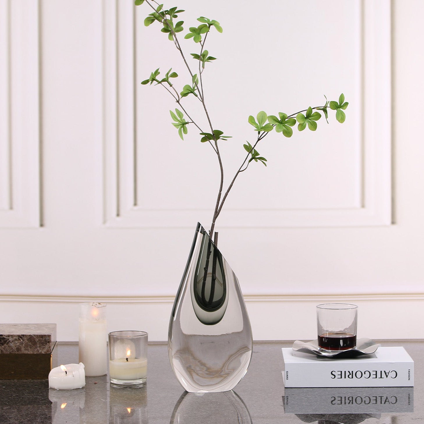 Fyre Grey Glass Vase