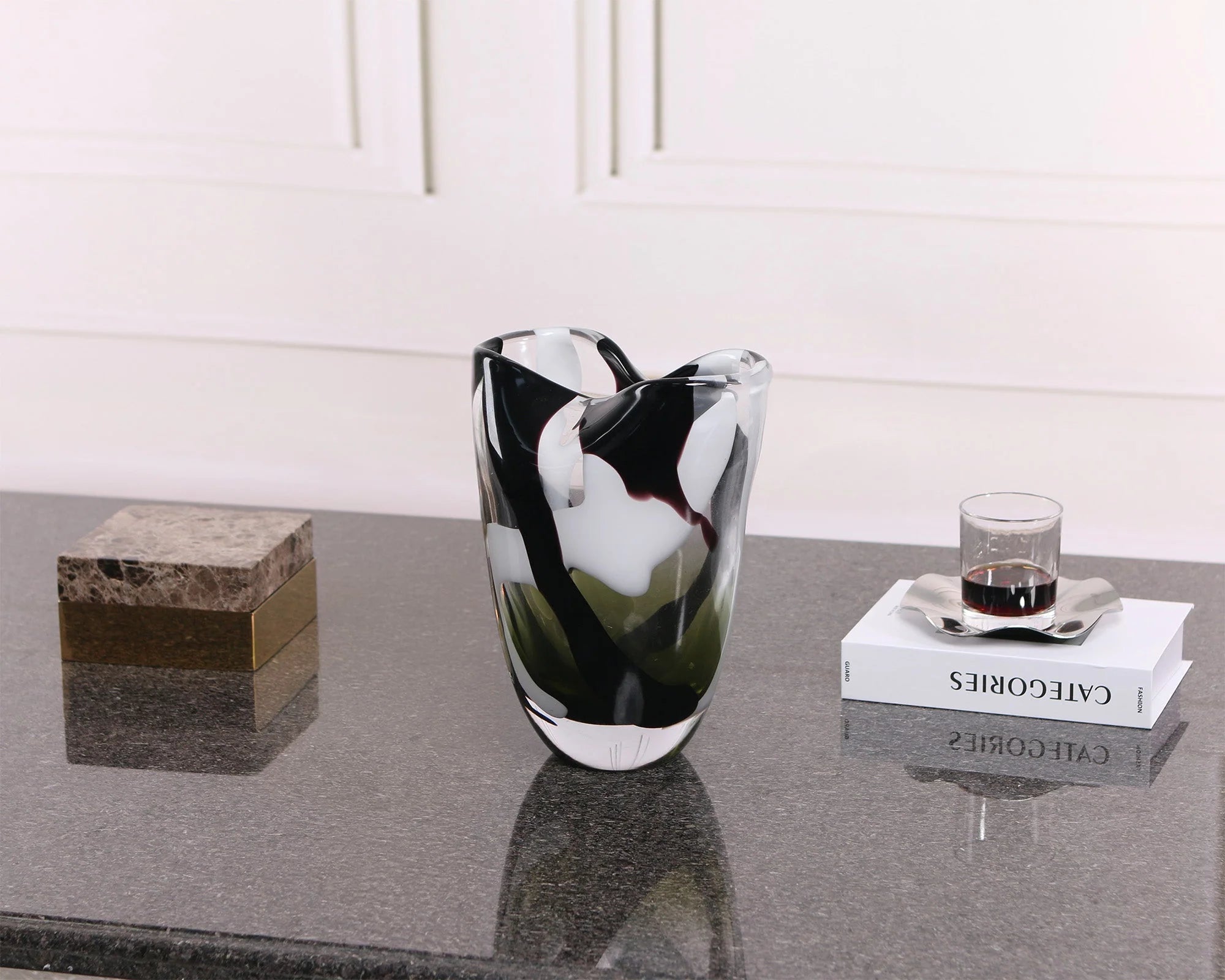 Natasha Black & Grey Gradient Glass Vase