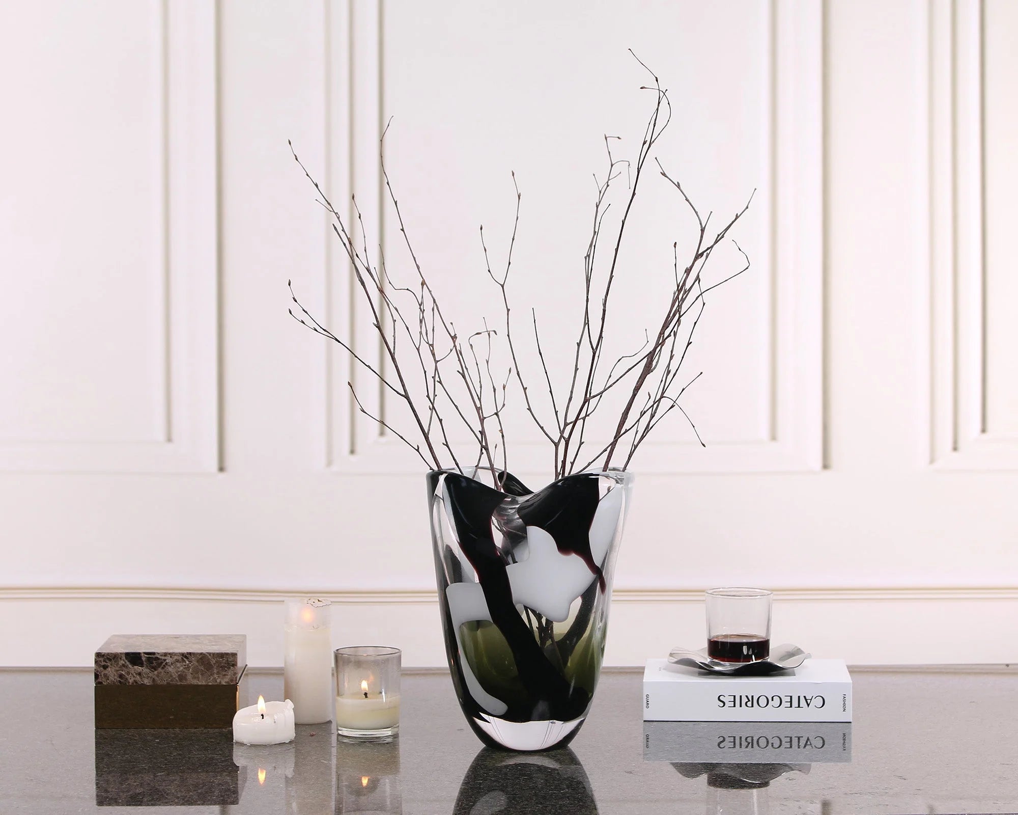 Natasha Black & Grey Gradient Glass Vase