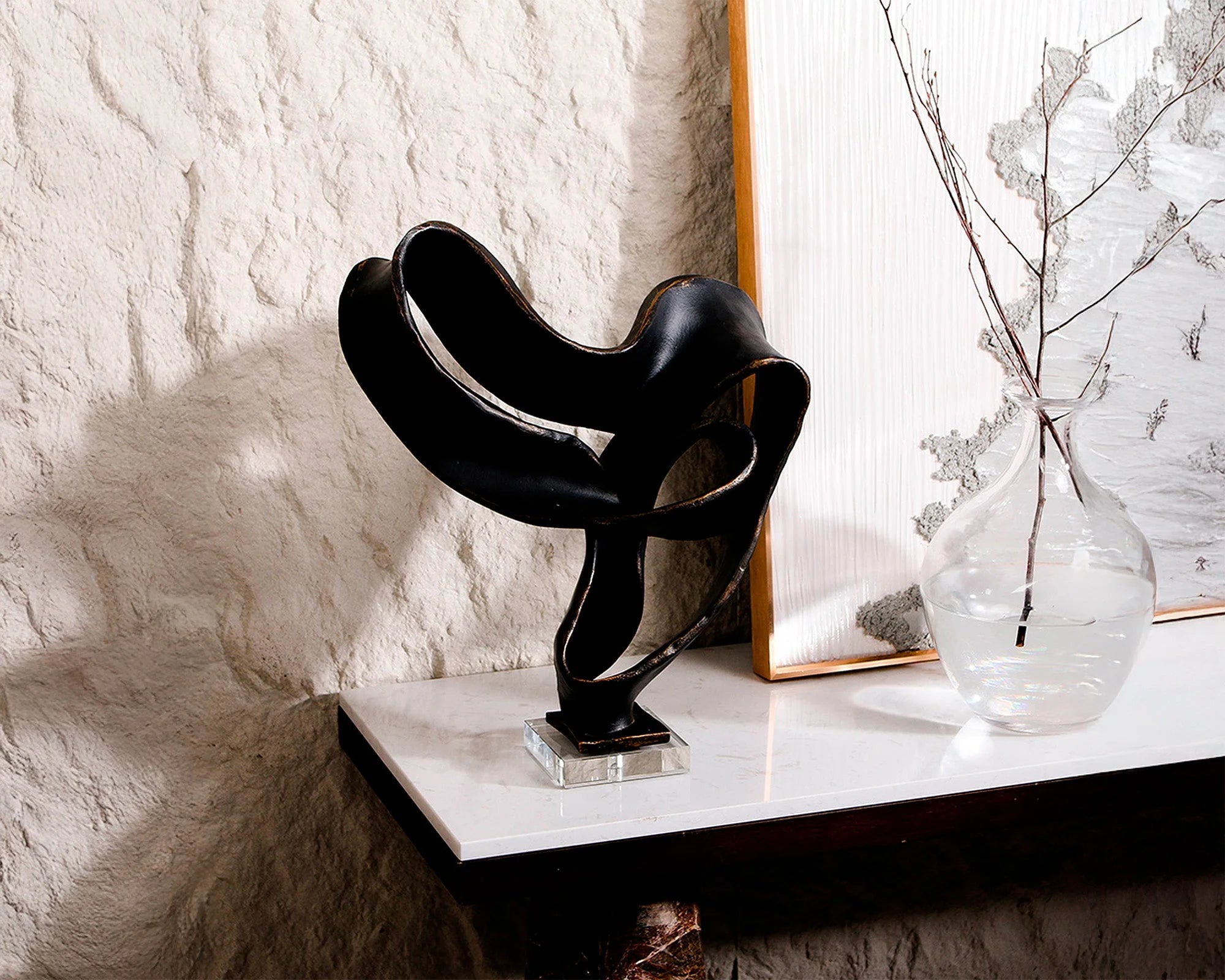 Elysium Rise Dark Bronze Travertine Sculpture