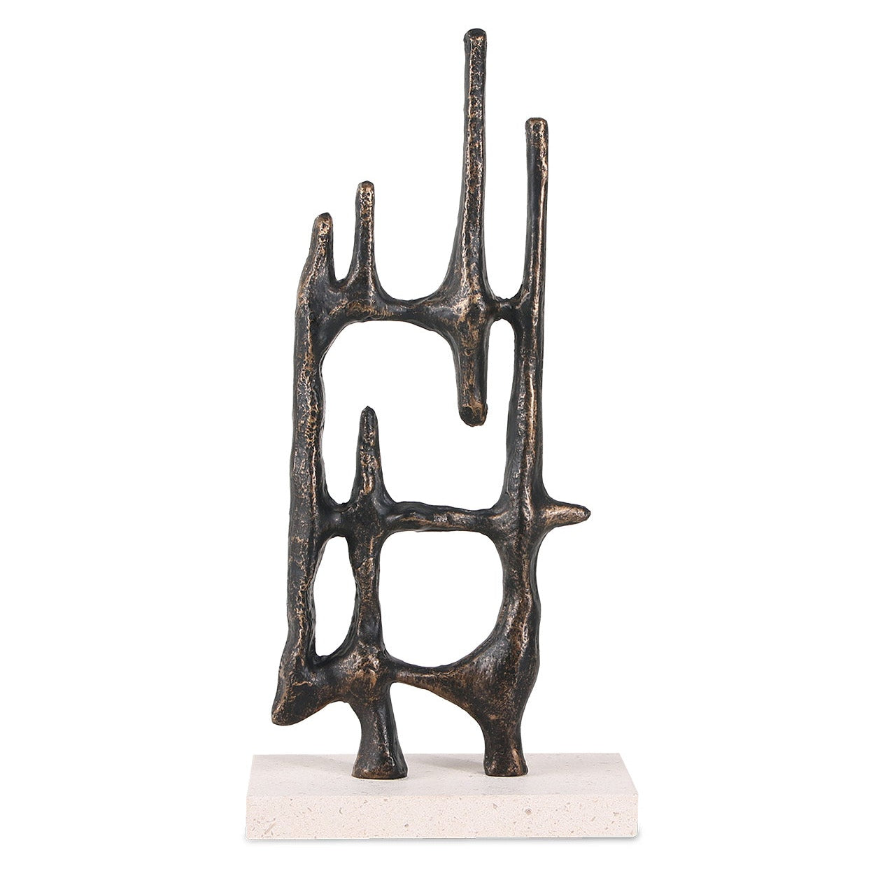 Athena Poise Dark Bronze & Beige Marble Sculpture