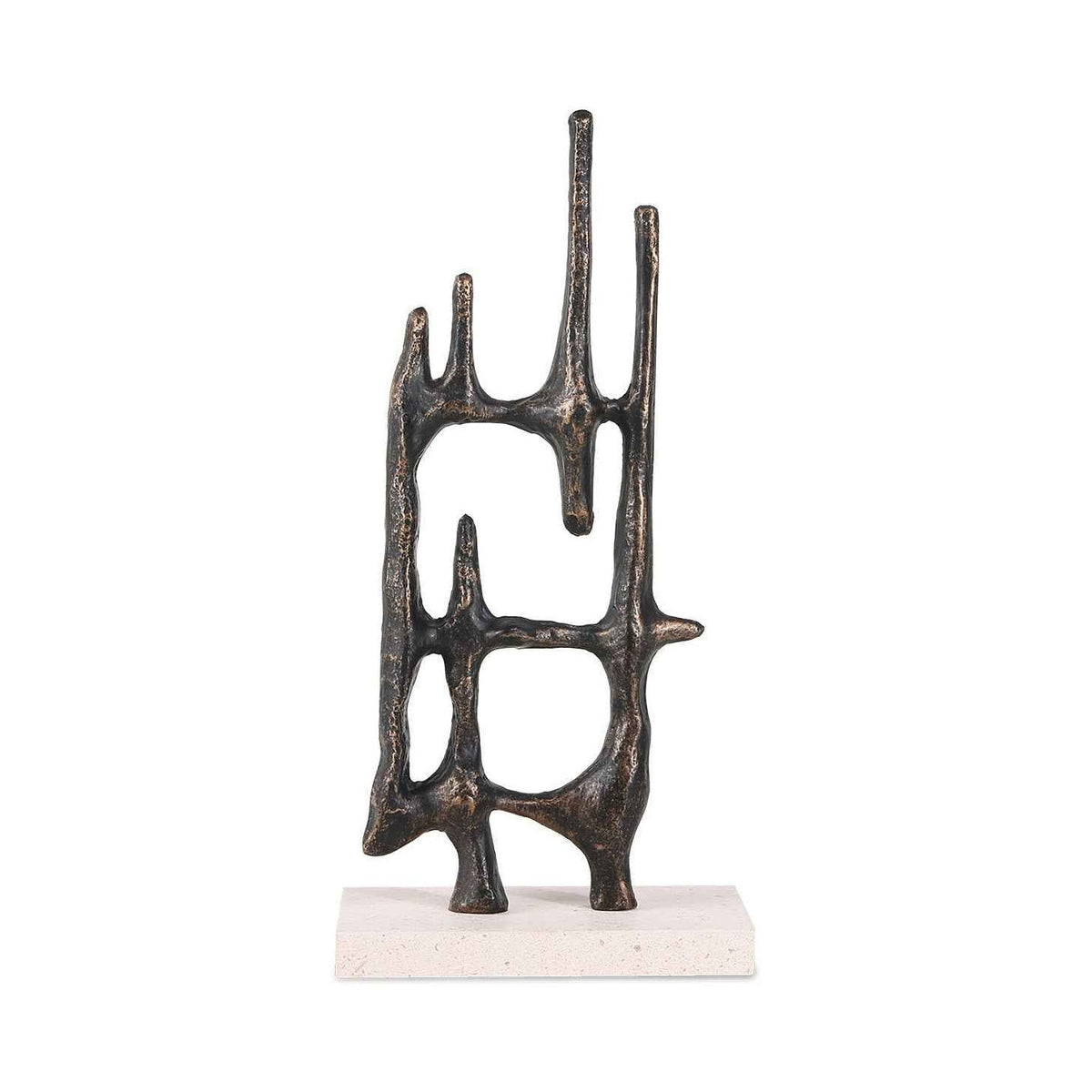 Athena Poise Dark Bronze & Beige Marble Sculpture