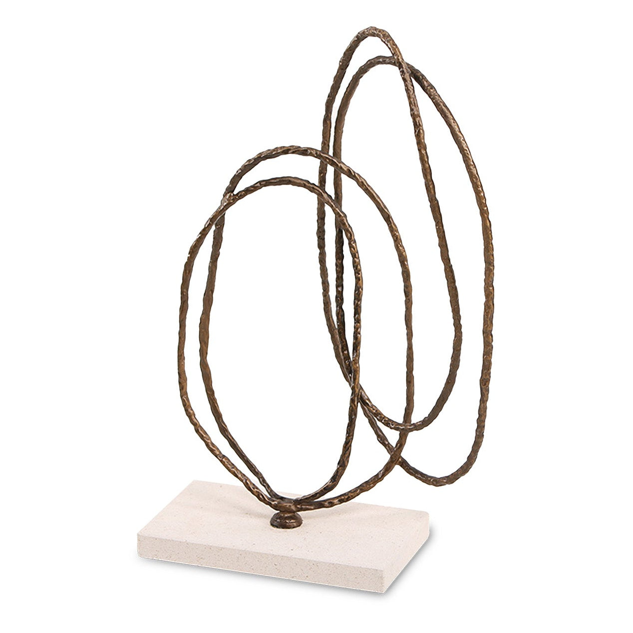 Kinetic Harmony Dark Bronze & Beige Marble Sculpture