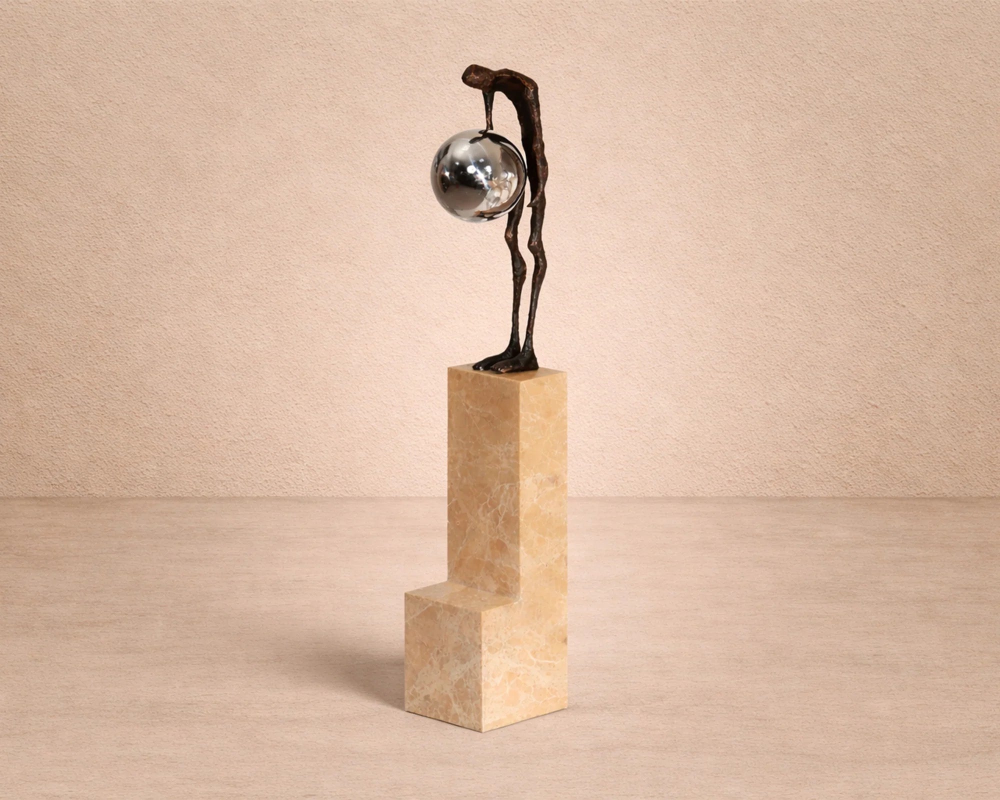 Contemplation Dark Bronze & Light Brown Marble Sculpture