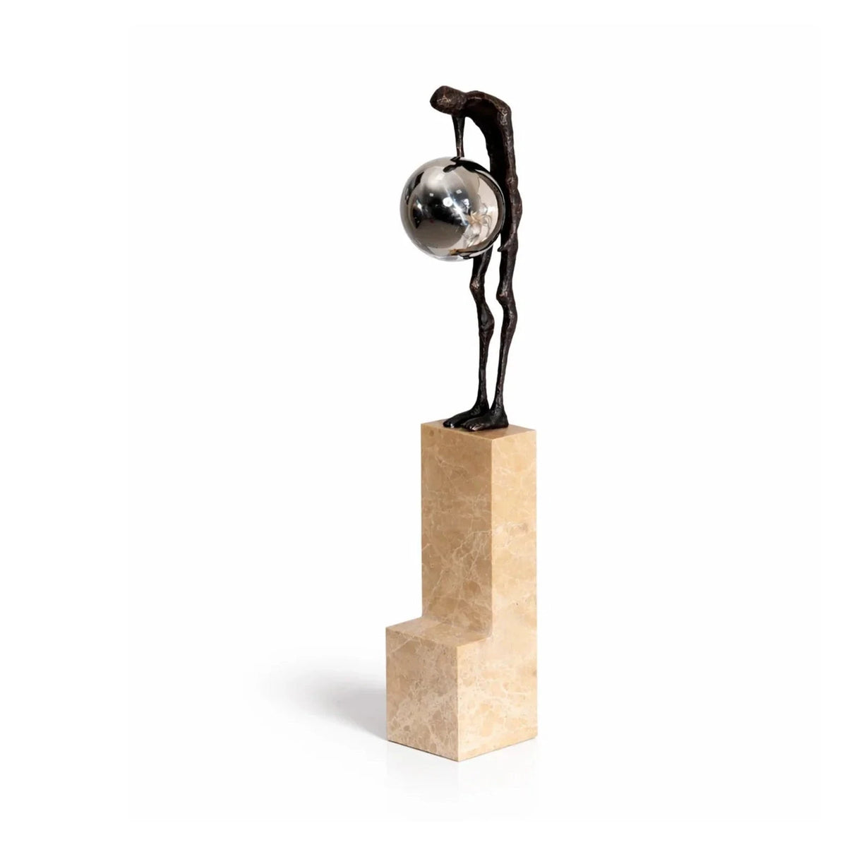 Contemplation Dark Bronze & Light Brown Marble Sculpture