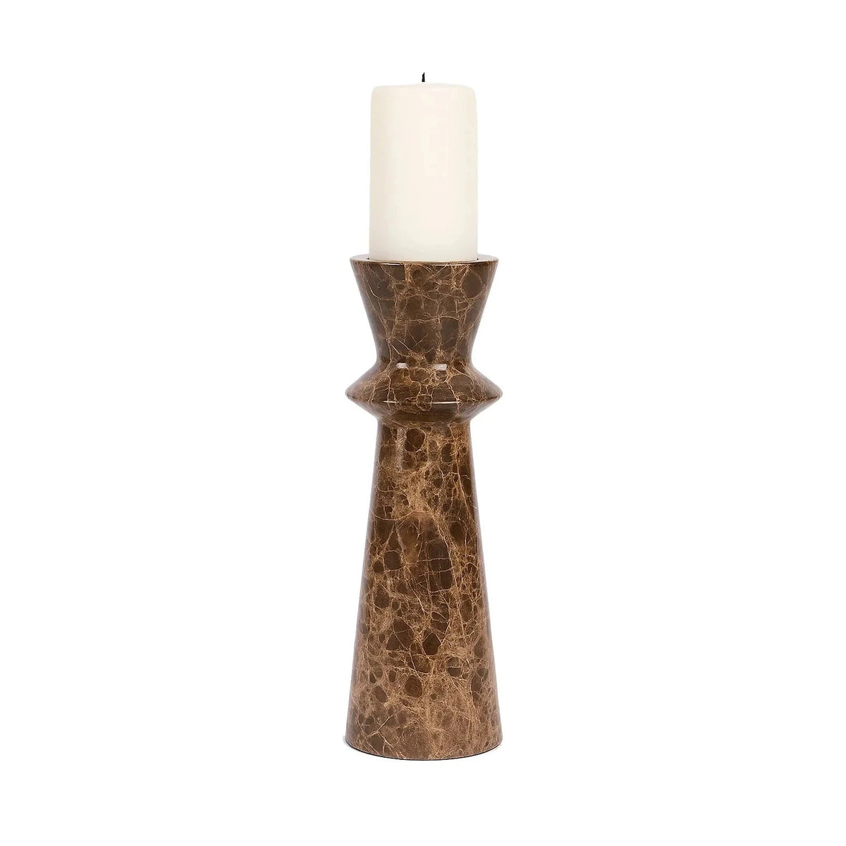 Melora Dark Brown Marble Candle Holder