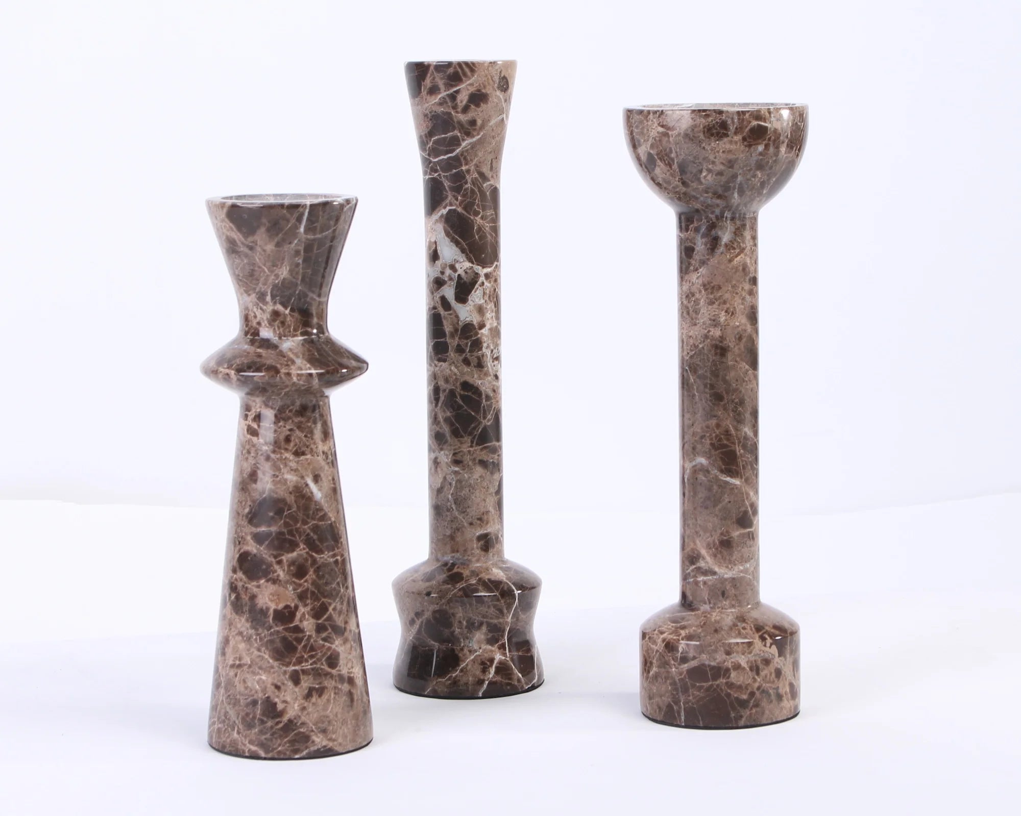 Melora Dark Brown Marble Candle Holder