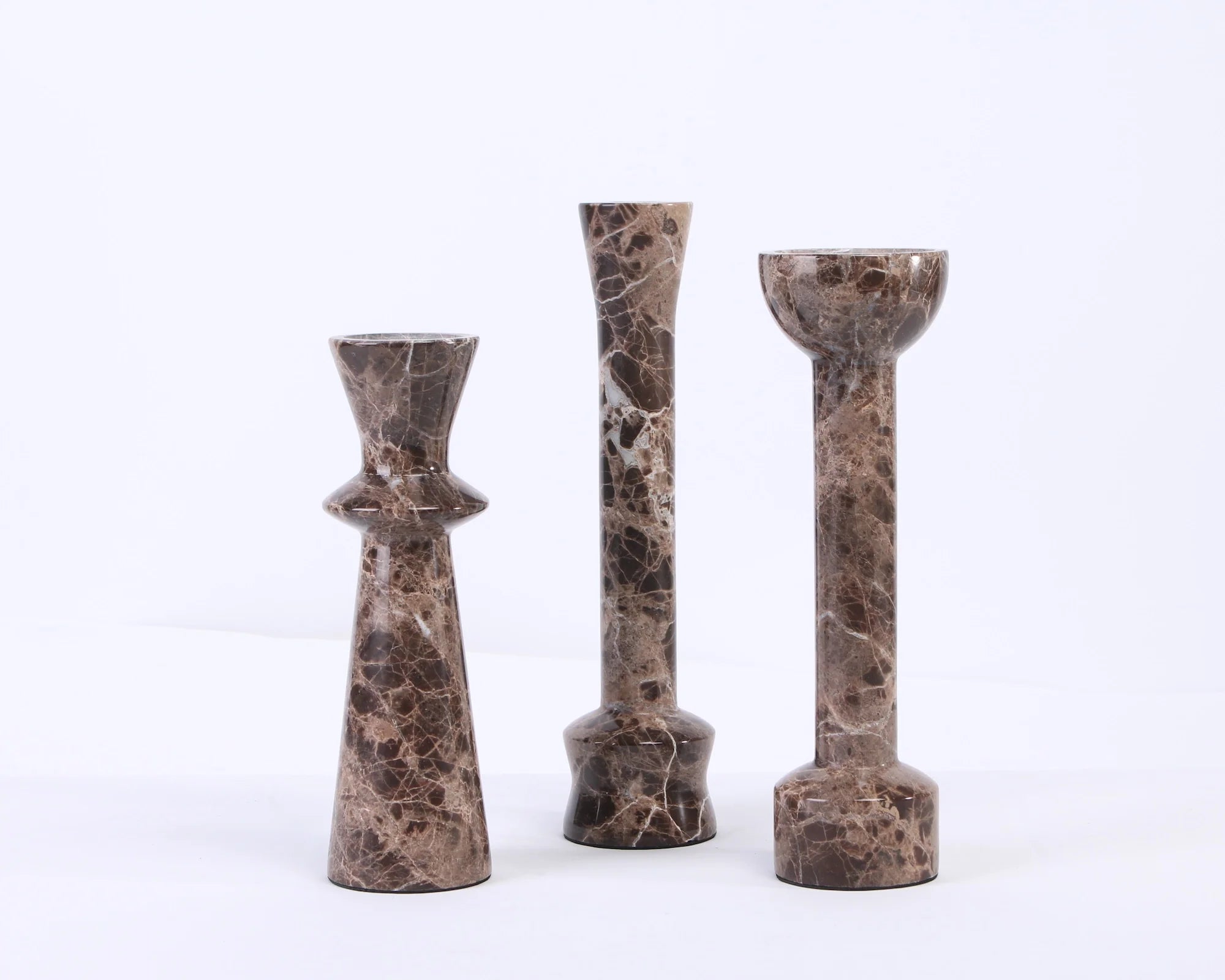 Melora Dark Brown Marble Candle Holder