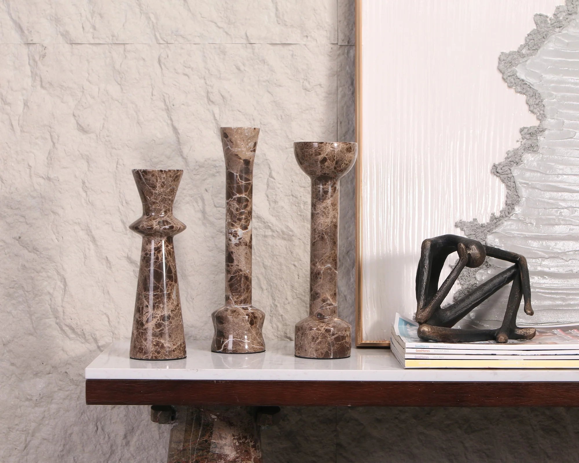 Melora Dark Brown Marble Candle Holder
