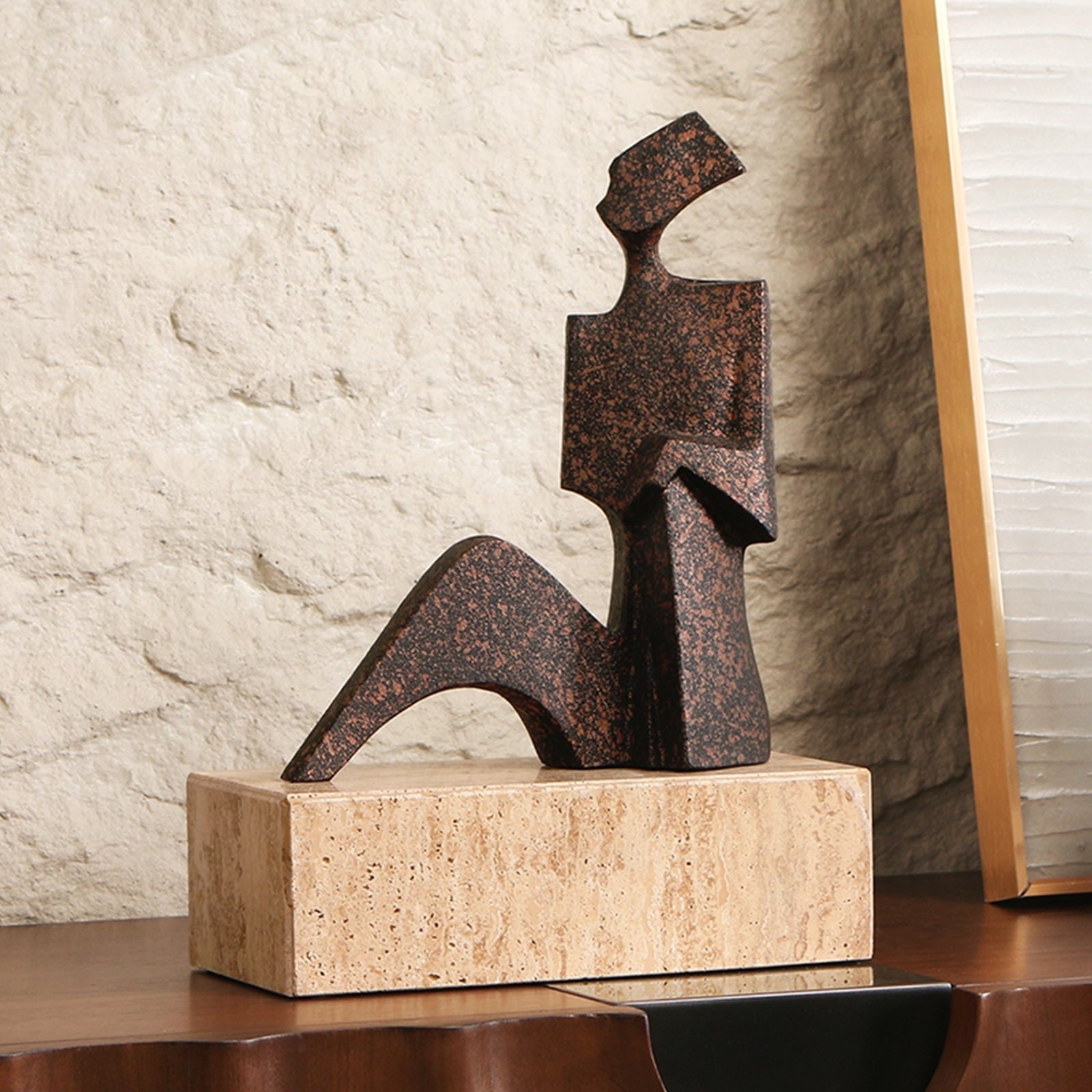 Cassia Sculpture - Speckled Black Bronze Effect
