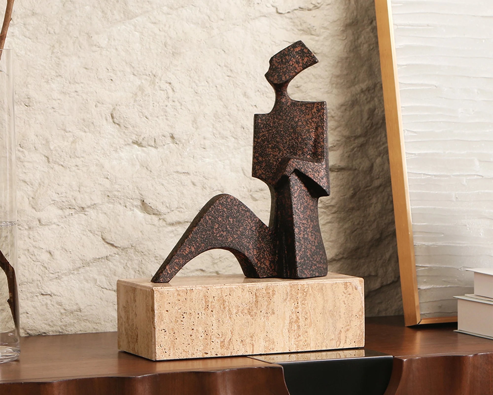 Cassia Speckled Black Bronze Effect Marble Sculpture