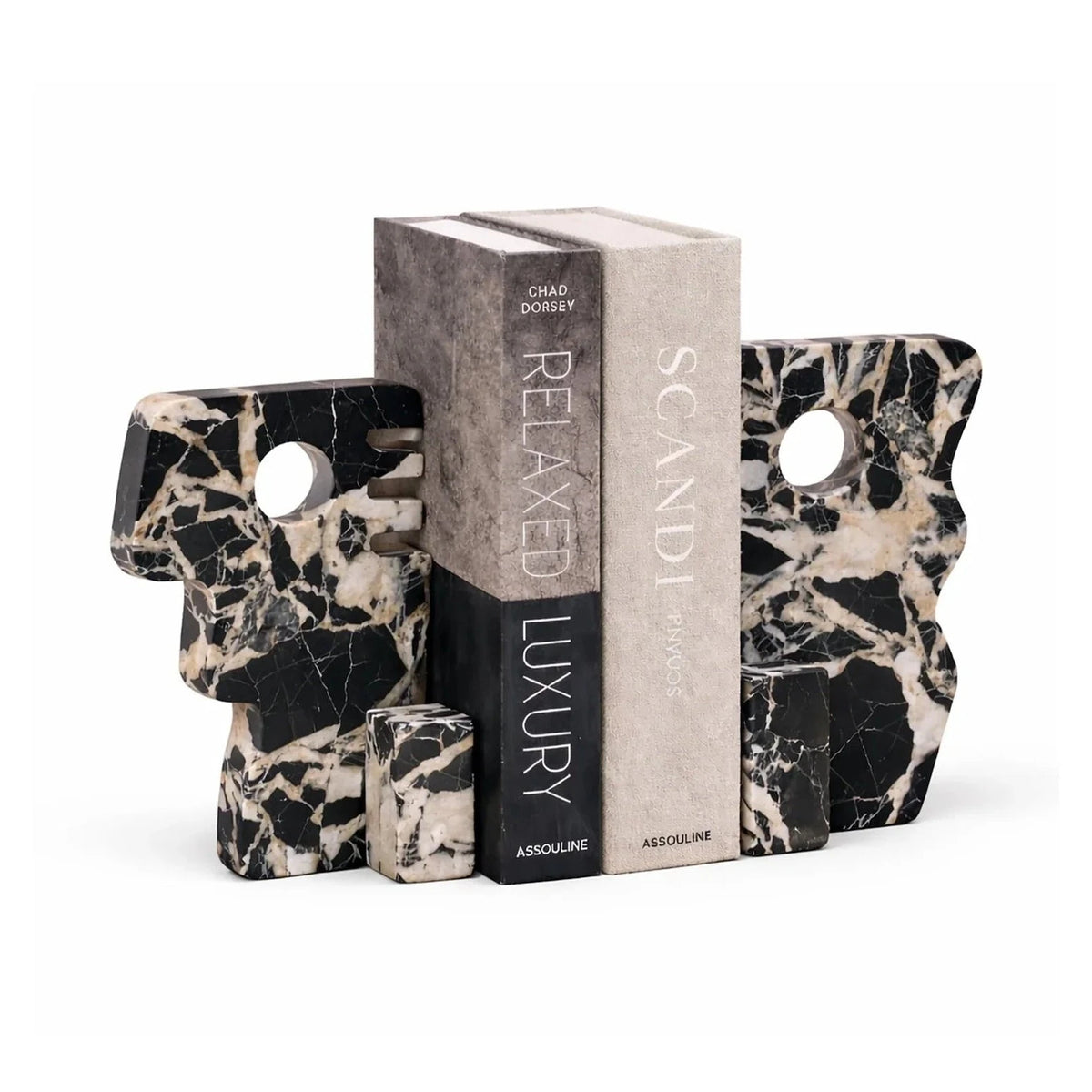 Cortex Black Marble Bookends